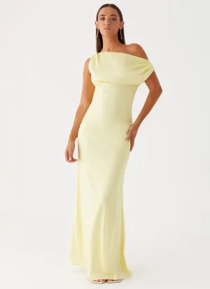 Heart Of Glass Satin Maxi Dress - Yellow Natural Form