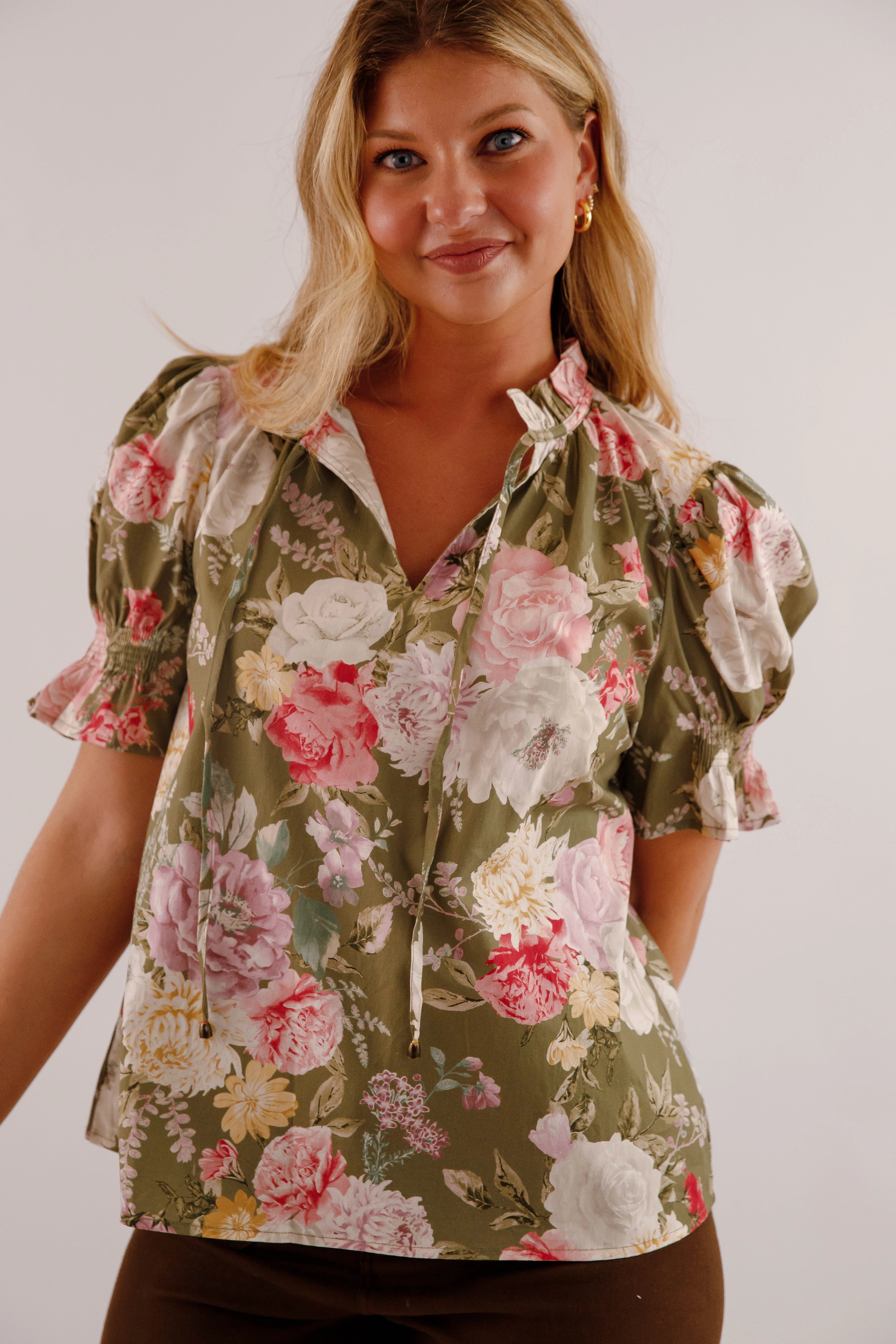 Grid Texture Fabric Heart to Heart Blouse