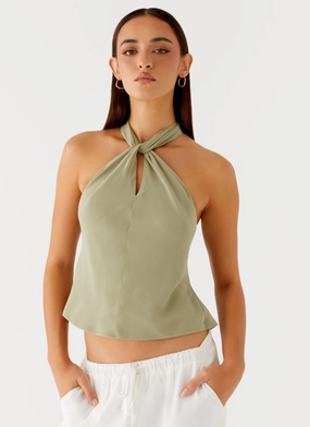 AntiStaticFinish Maddox Scarf Top - Sage