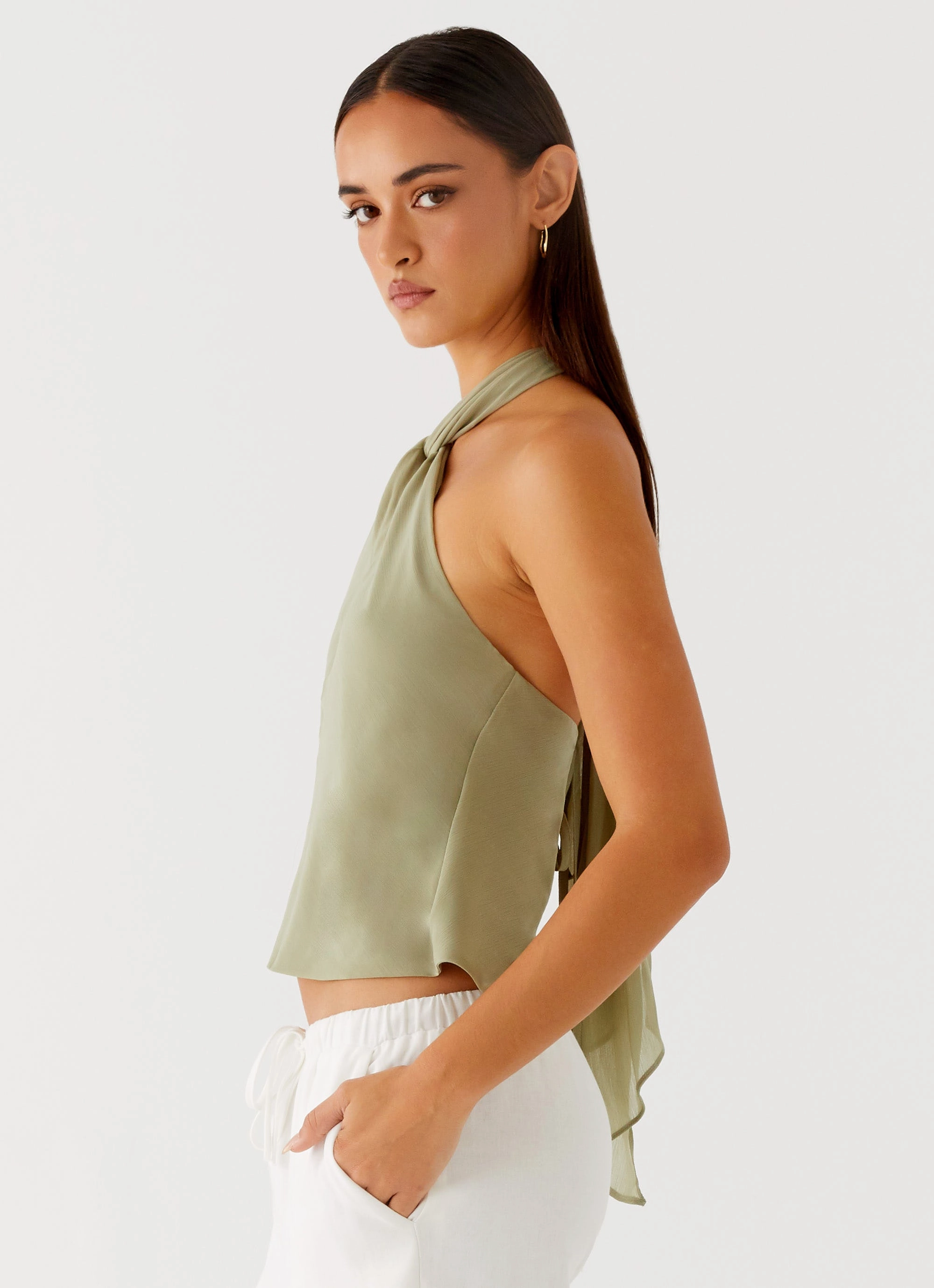 Casual Tee Maddox Scarf Top - Sage