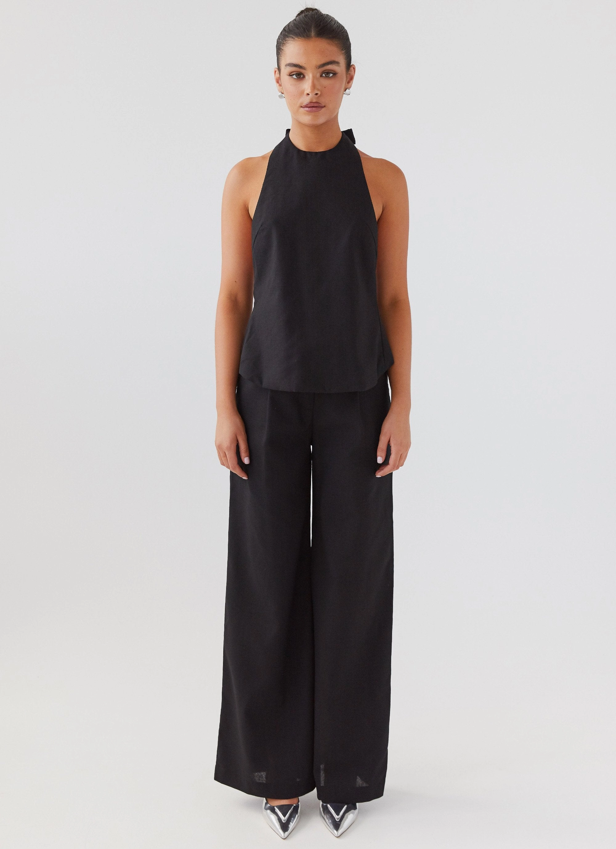 Textured Weave Pattern TearResistantWeave Heatwave Linen Apron Top - Black