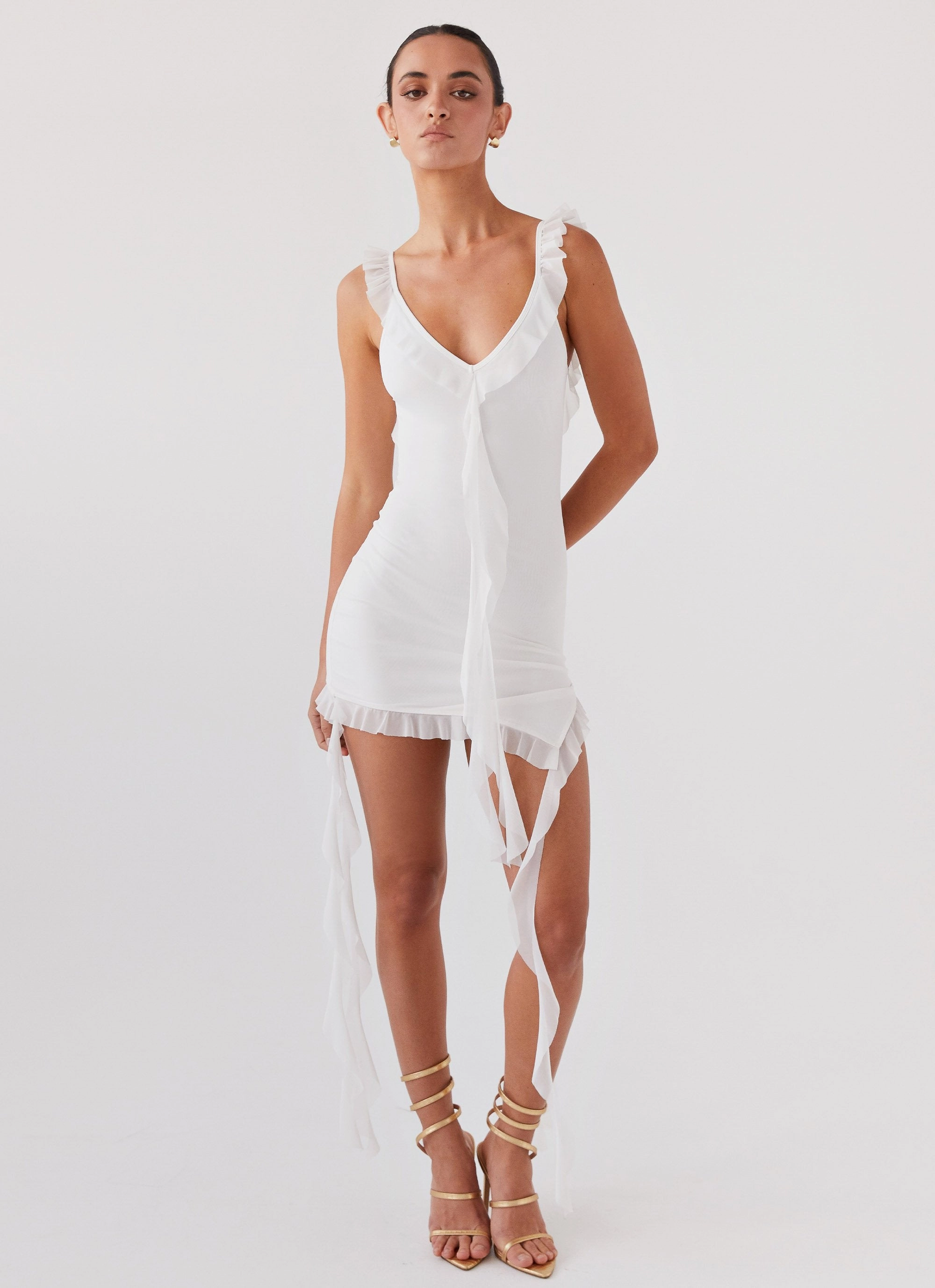 Wrinkle-Resistant Heaven Knows Frill Mini Dress - White