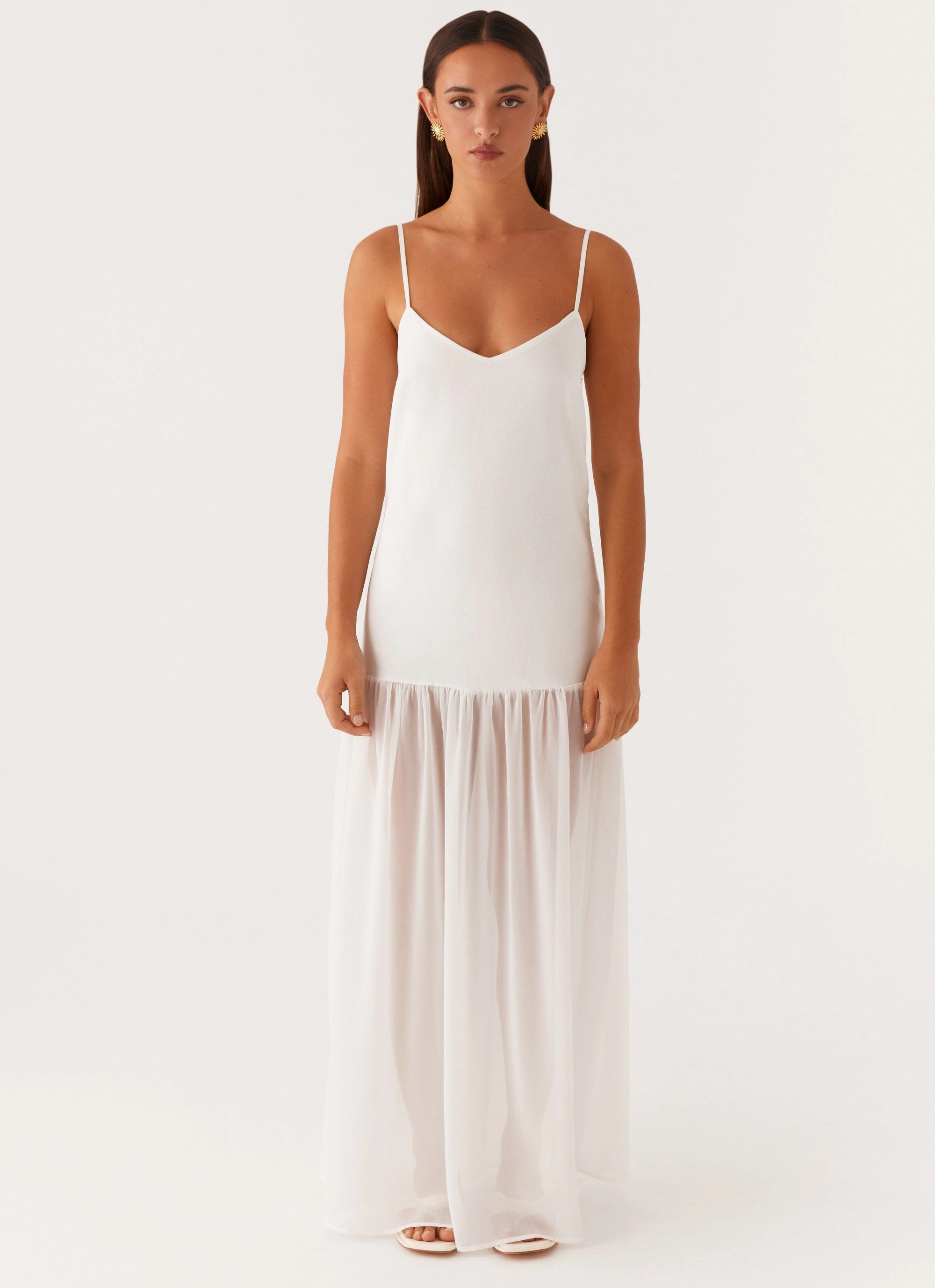 Heavenly Linen Maxi Dress - White Comfy Wear