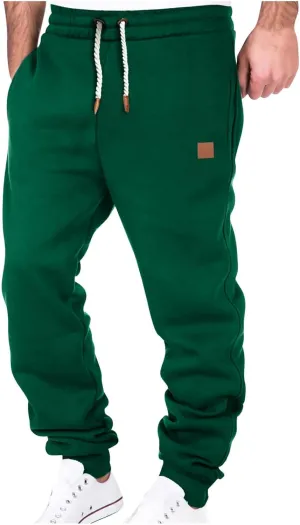 Heavyweight Cotton Cargo Sweatpants for Men Baggy Elastic Waist Drawstring Workout Jogger Pant Pockets Casual Trouser