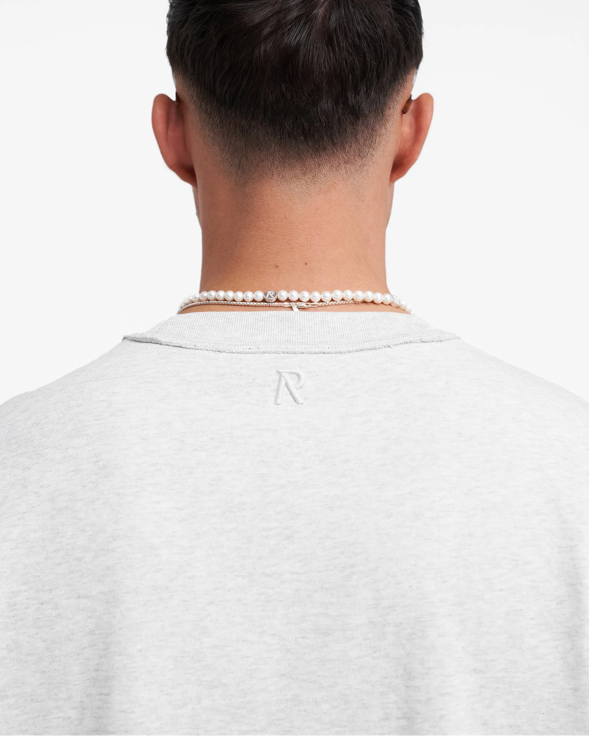 Heavyweight Initial Long Sleeve T-Shirt - Ice Grey Marl