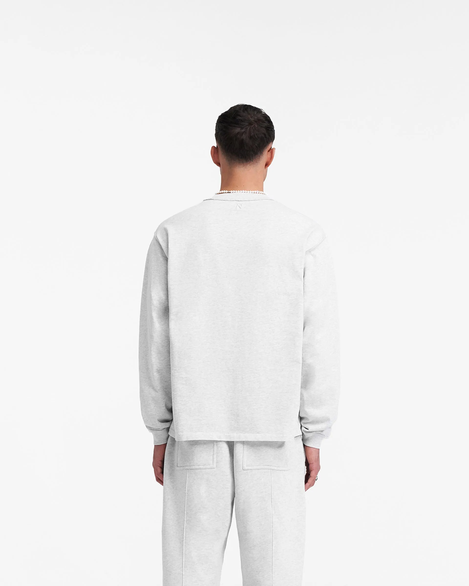 Heavyweight Initial Long Sleeve T-Shirt - Ice Grey Marl