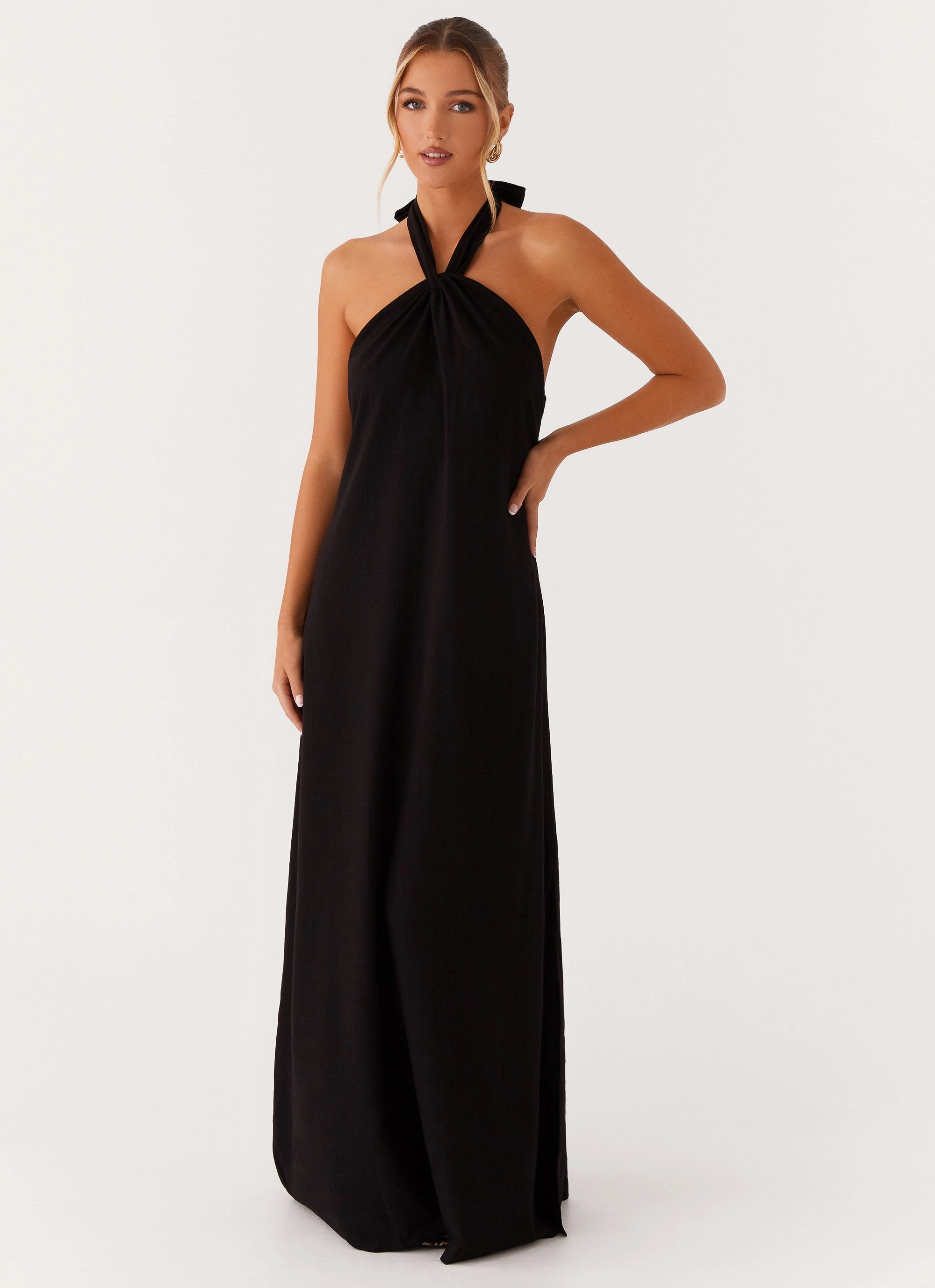 Golden Child Linen Maxi Dress - Black Stain-Guard-Finish Casual Lines