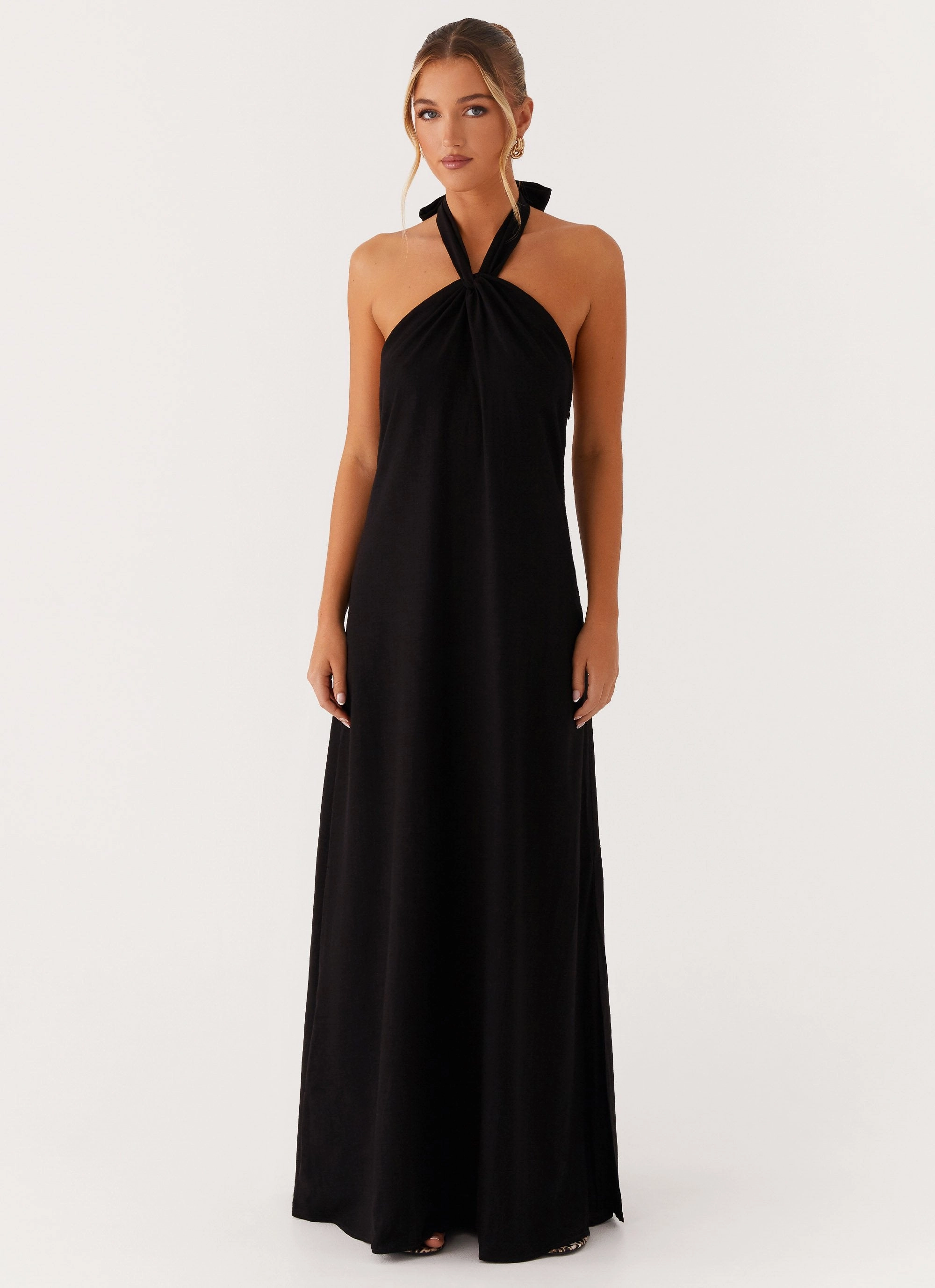 Golden Child Linen Maxi Dress - Black Daily Ready