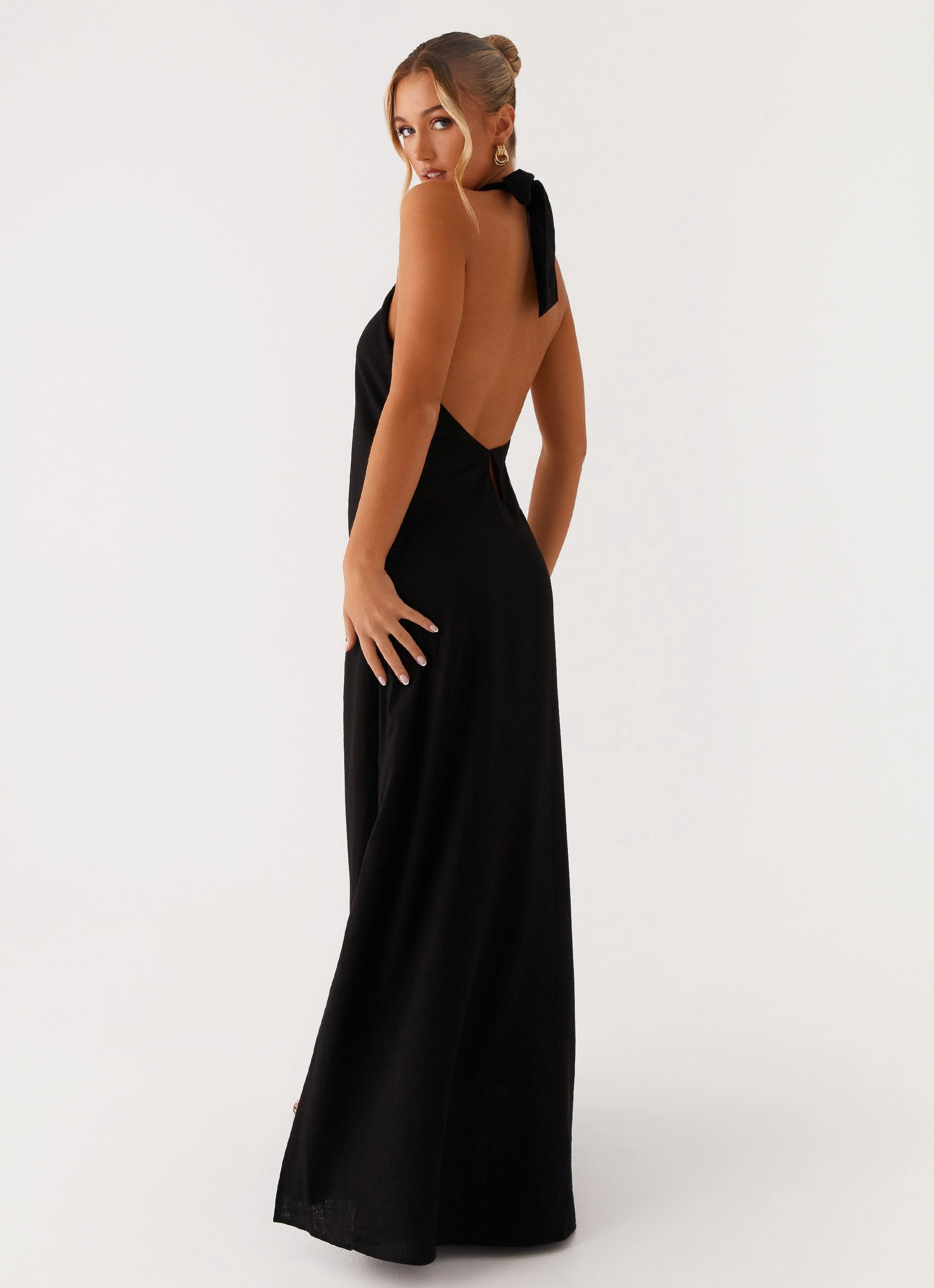 All Season Style Golden Child Linen Maxi Dress - Black