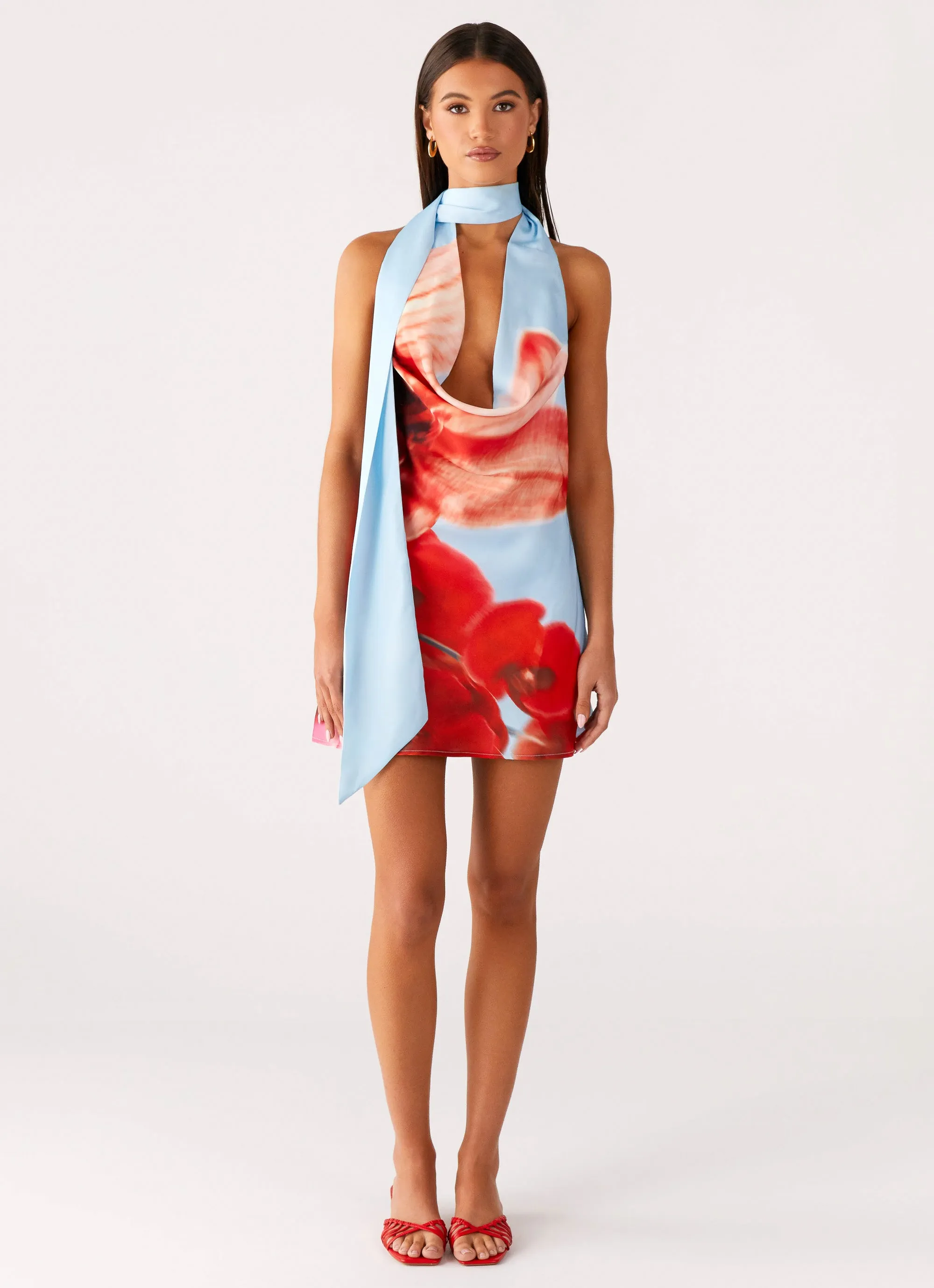 Heidi Mini Dress - Turquoise Bloom Beachwear Charming Fit