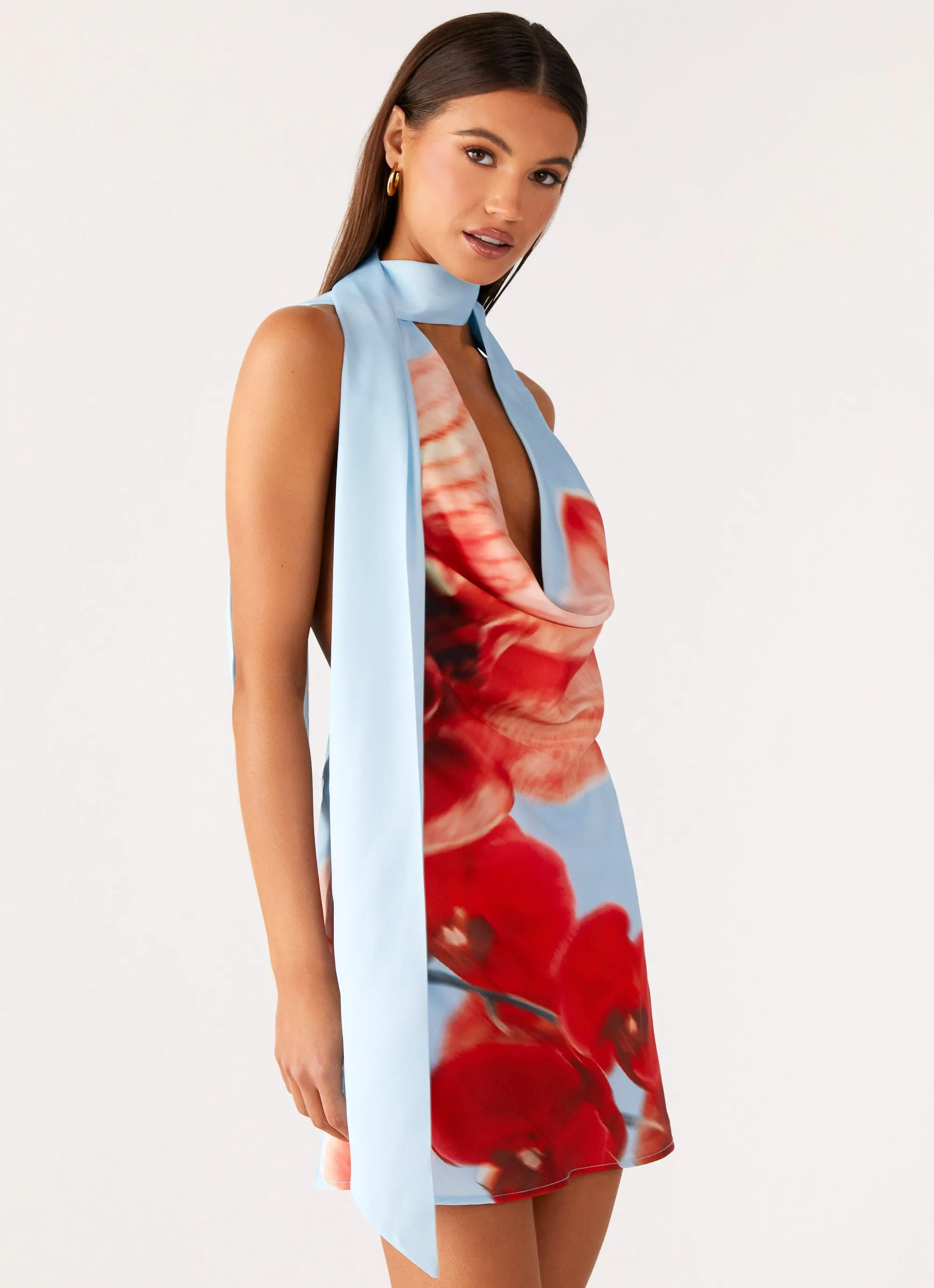 Subtle tone Heidi Mini Dress - Turquoise Bloom
