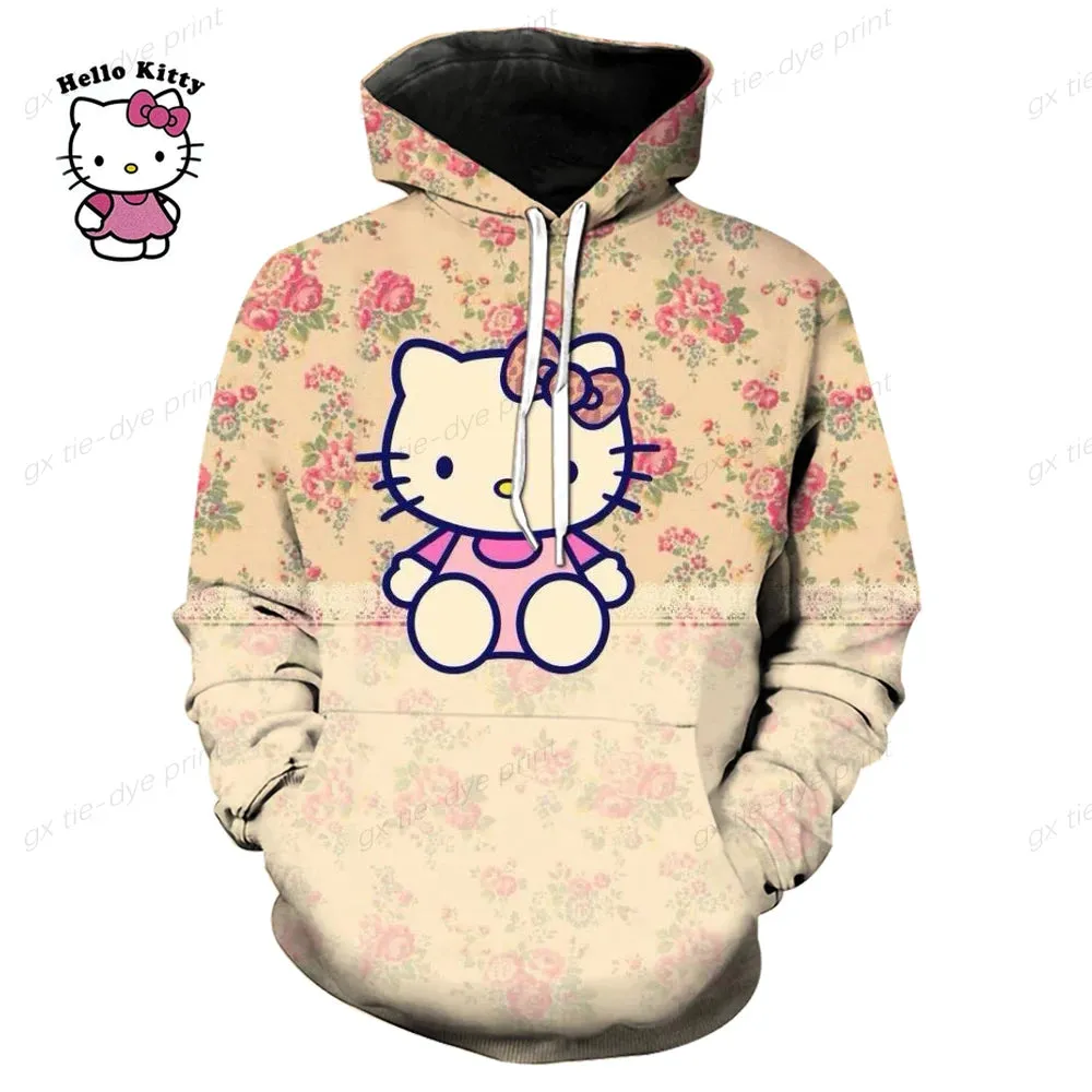 Hello Kitty 3D Printed Pullover Hoodie for Men & Women - Fashion Sweatshirt for Streetwear