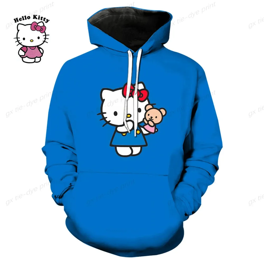 Hello Kitty 3D Printed Pullover Hoodie for Men & Women - Fashion Sweatshirt for Streetwear