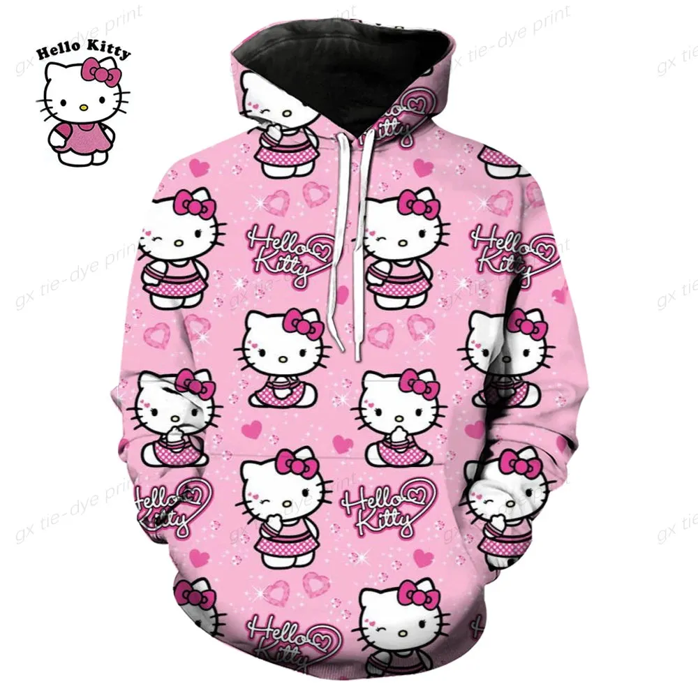 Hello Kitty 3D Printed Pullover Hoodie for Men & Women - Fashion Sweatshirt for Streetwear