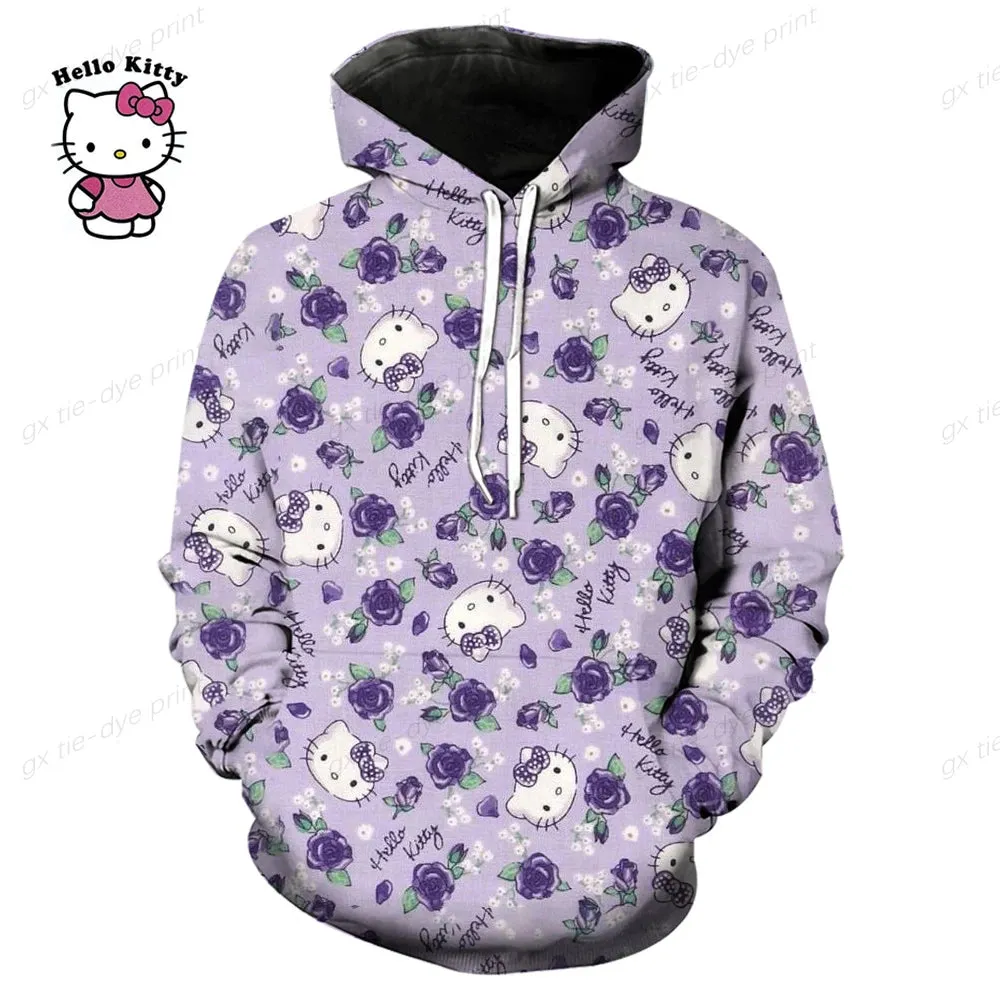 Hello Kitty 3D Printed Pullover Hoodie for Men & Women - Fashion Sweatshirt for Streetwear