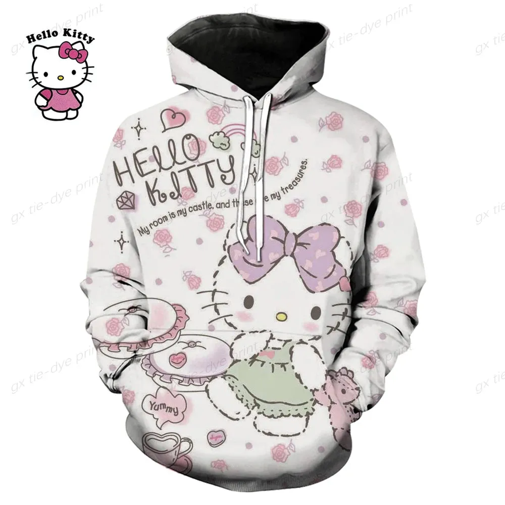 Hello Kitty 3D Printed Pullover Hoodie for Men & Women - Fashion Sweatshirt for Streetwear