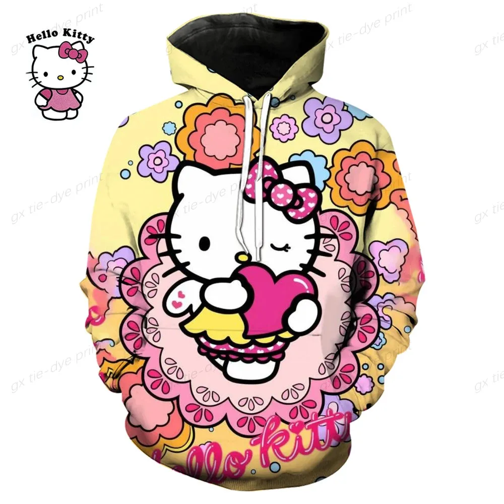Hello Kitty 3D Printed Pullover Hoodie for Men & Women - Fashion Sweatshirt for Streetwear