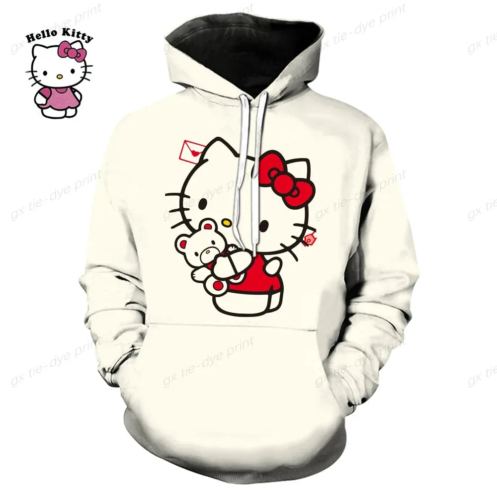 Hello Kitty 3D Printed Pullover Hoodie for Men & Women - Fashion Sweatshirt for Streetwear