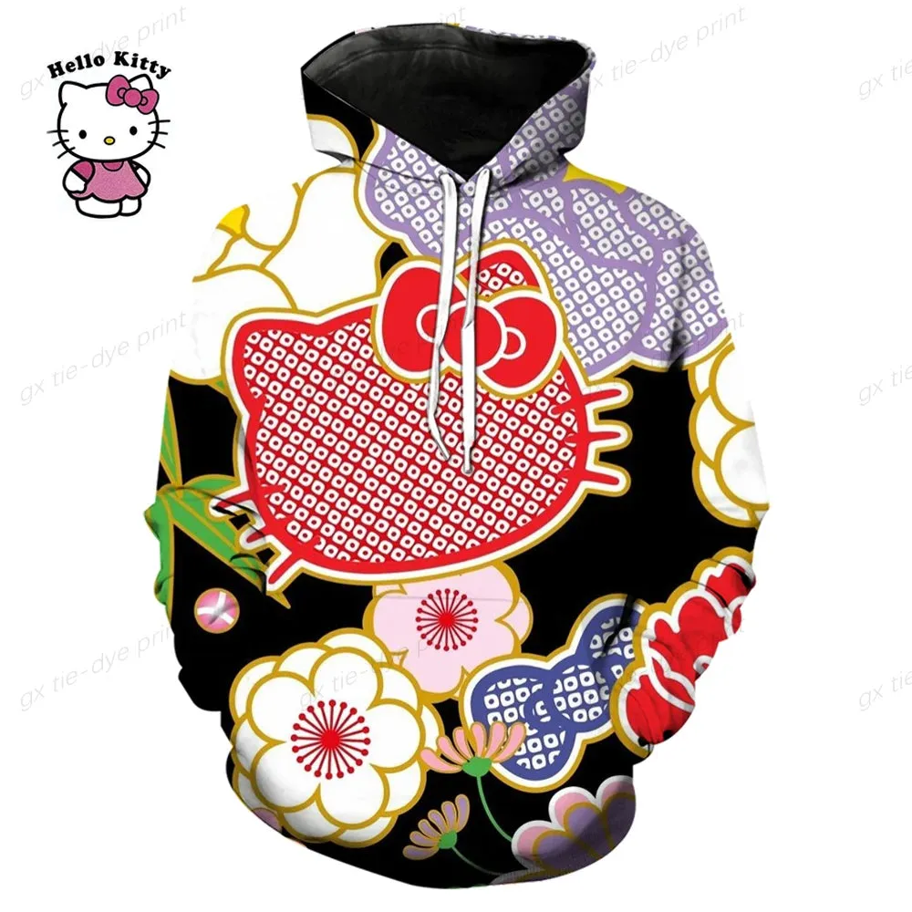 Hello Kitty 3D Printed Pullover Hoodie for Men & Women - Fashion Sweatshirt for Streetwear
