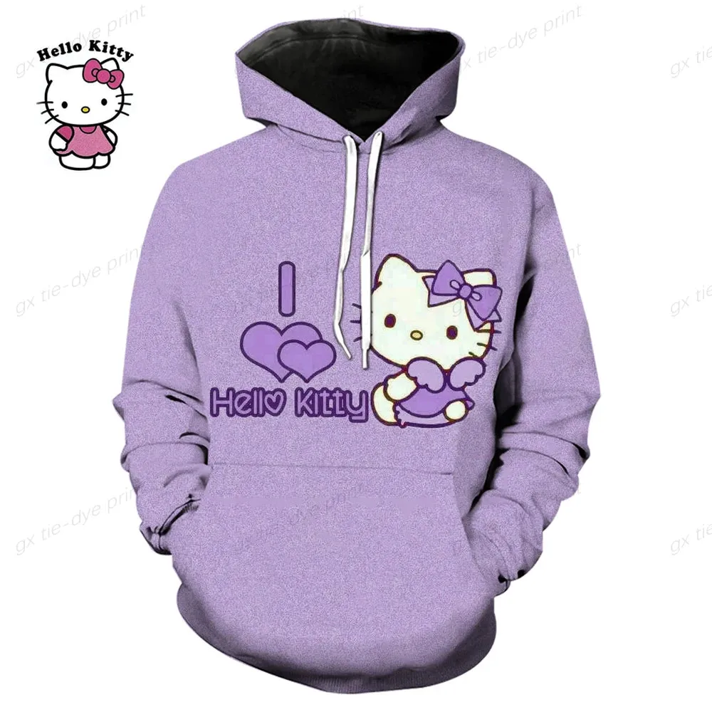 Hello Kitty 3D Printed Pullover Hoodie for Men & Women - Fashion Sweatshirt for Streetwear
