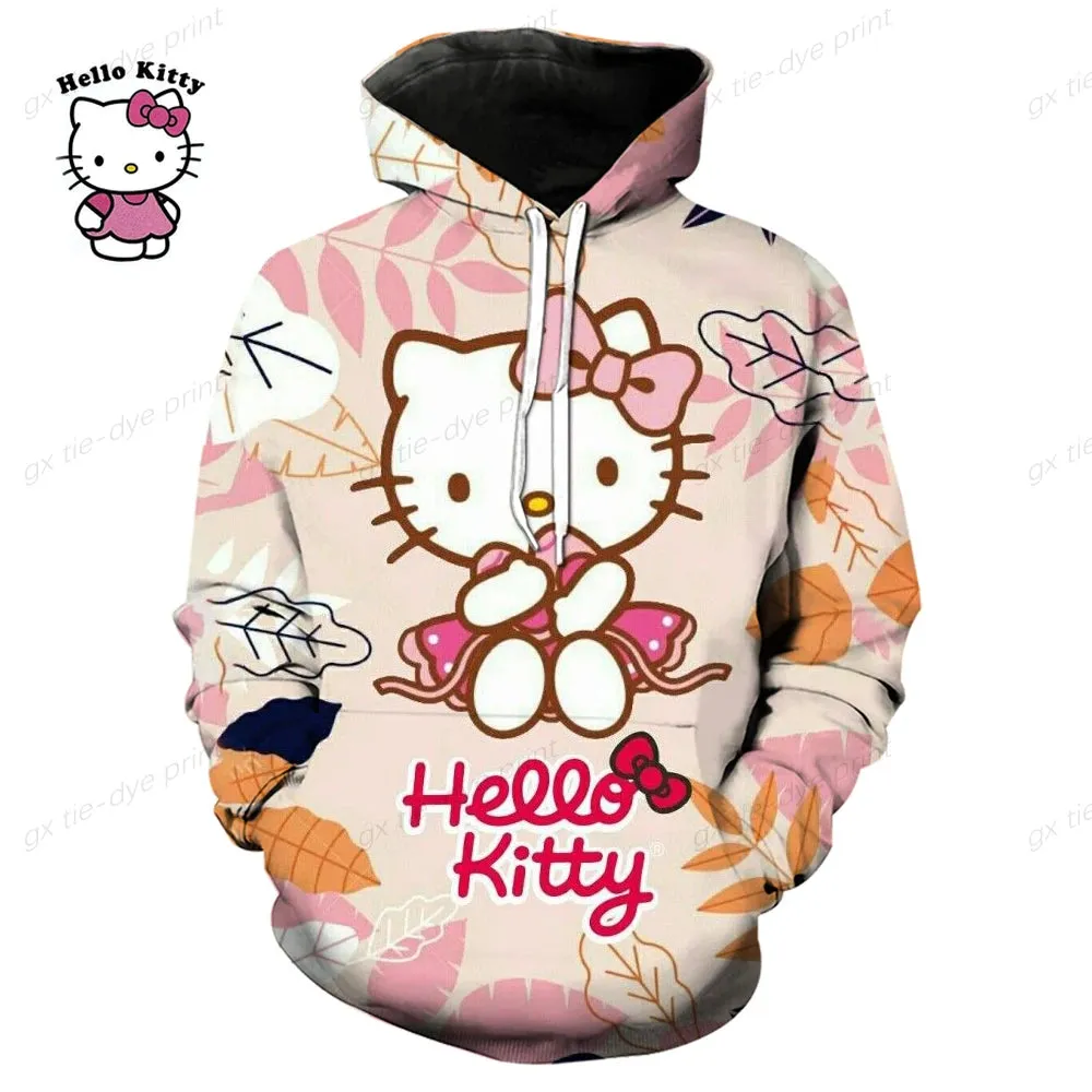 Hello Kitty 3D Printed Pullover Hoodie for Men & Women - Fashion Sweatshirt for Streetwear