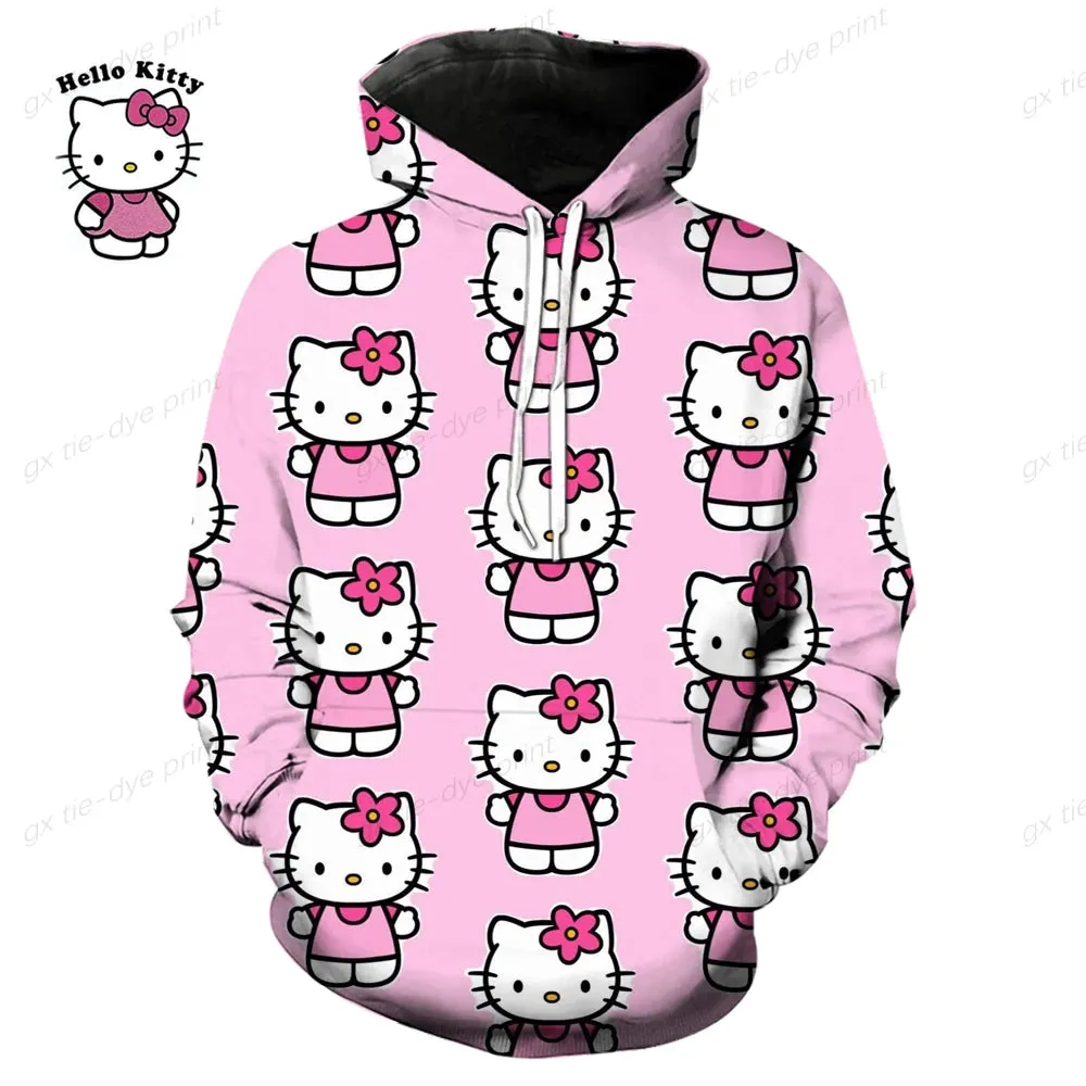 Hello Kitty 3D Printed Pullover Hoodie for Men & Women - Fashion Sweatshirt for Streetwear