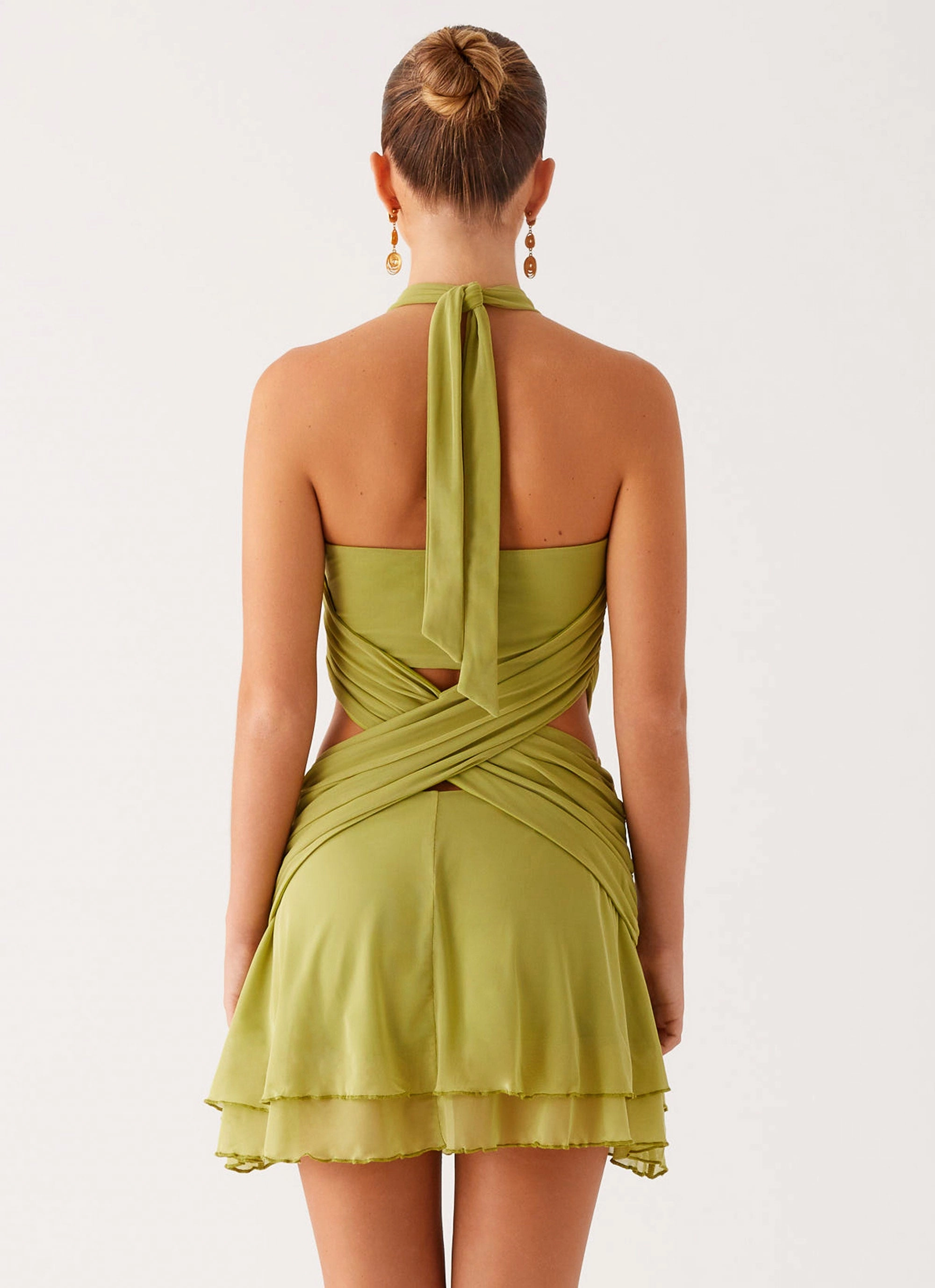 Silky Movement Helsa Mini Dress - Green