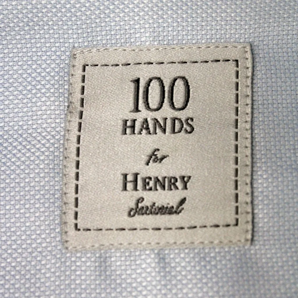 HENRY SARTORIAL X 100 HANDS Single Cuff Tailored Fit Oxford Shirt LIGHT BLUE