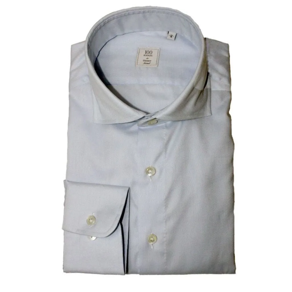 HENRY SARTORIAL X 100 HANDS Single Cuff Tailored Fit Oxford Shirt LIGHT BLUE