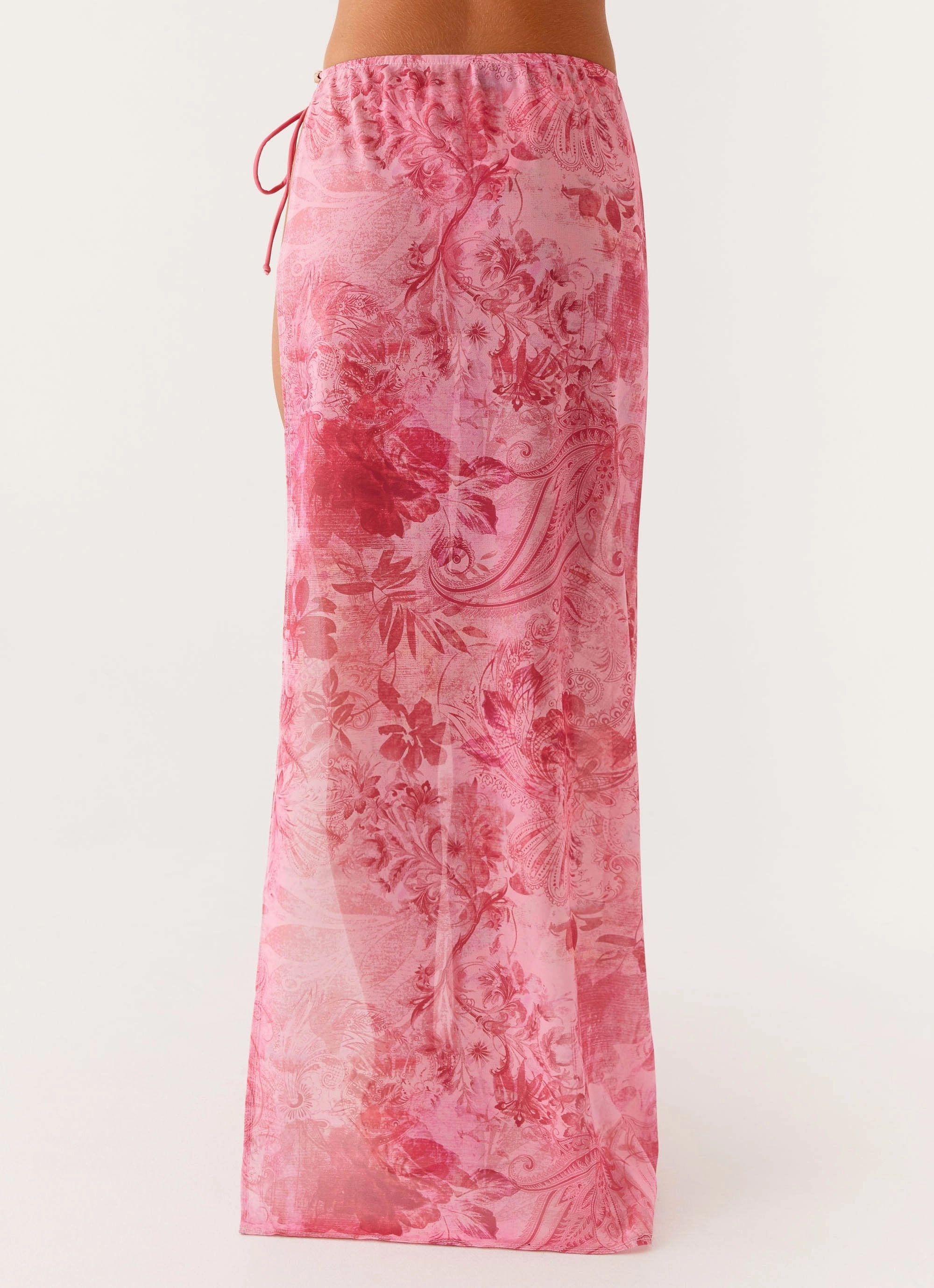 Here For It Beaded Maxi Skirt - Pink Print Seamless Design Flexible Seam