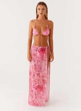 Reflective accents Here For It Beaded Maxi Skirt - Pink Print