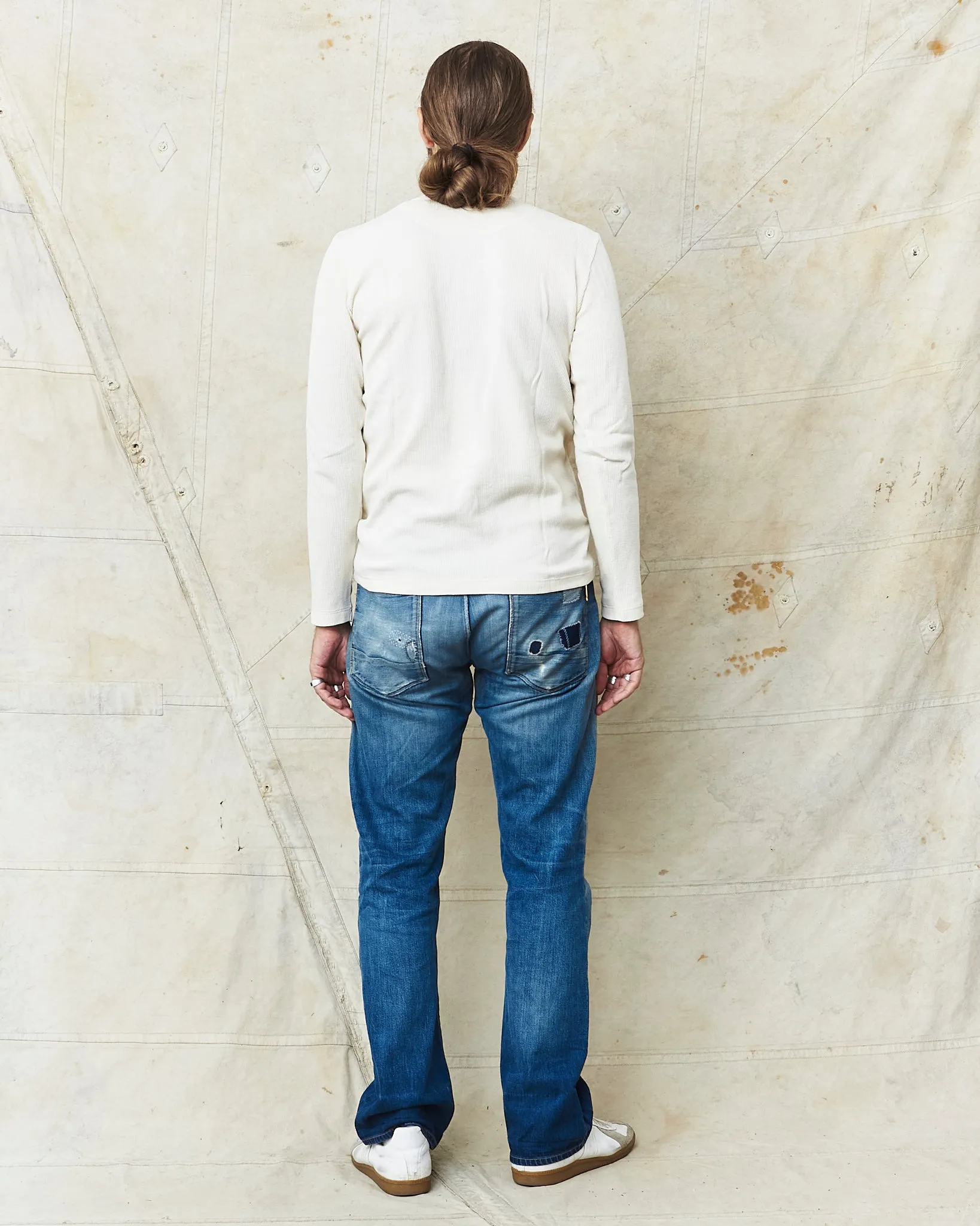 Hermansson Long Sleeve Ribbed Cotton Henley Shirt