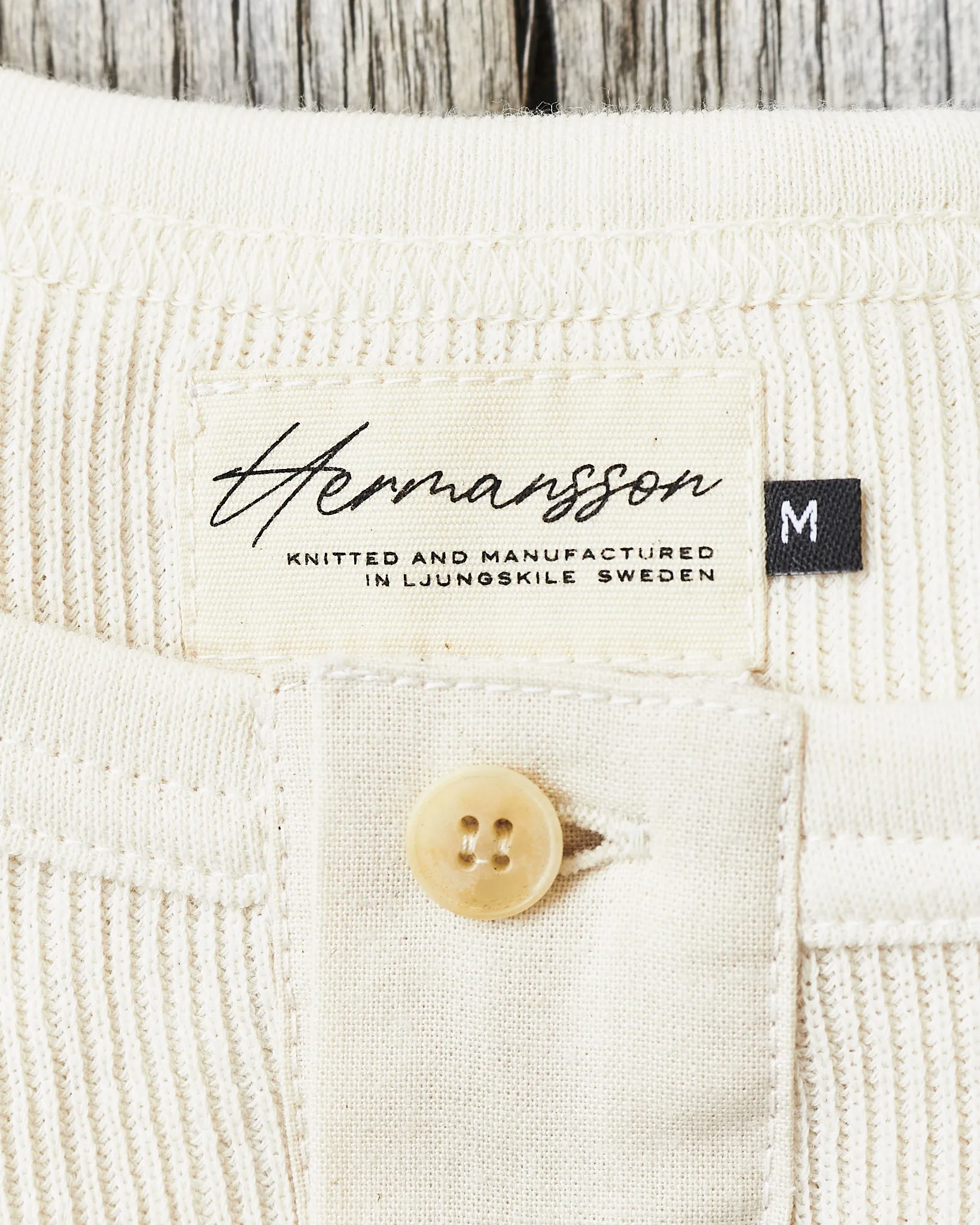 Hermansson Long Sleeve Ribbed Cotton Henley Shirt