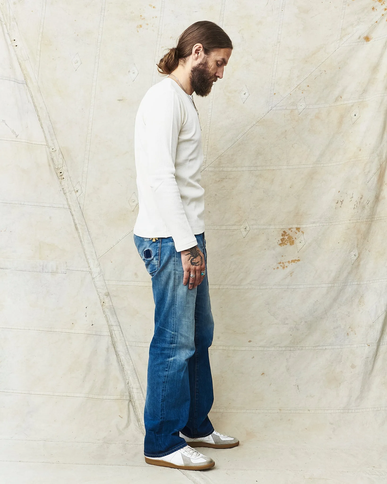 Hermansson Long Sleeve Ribbed Cotton Henley Shirt