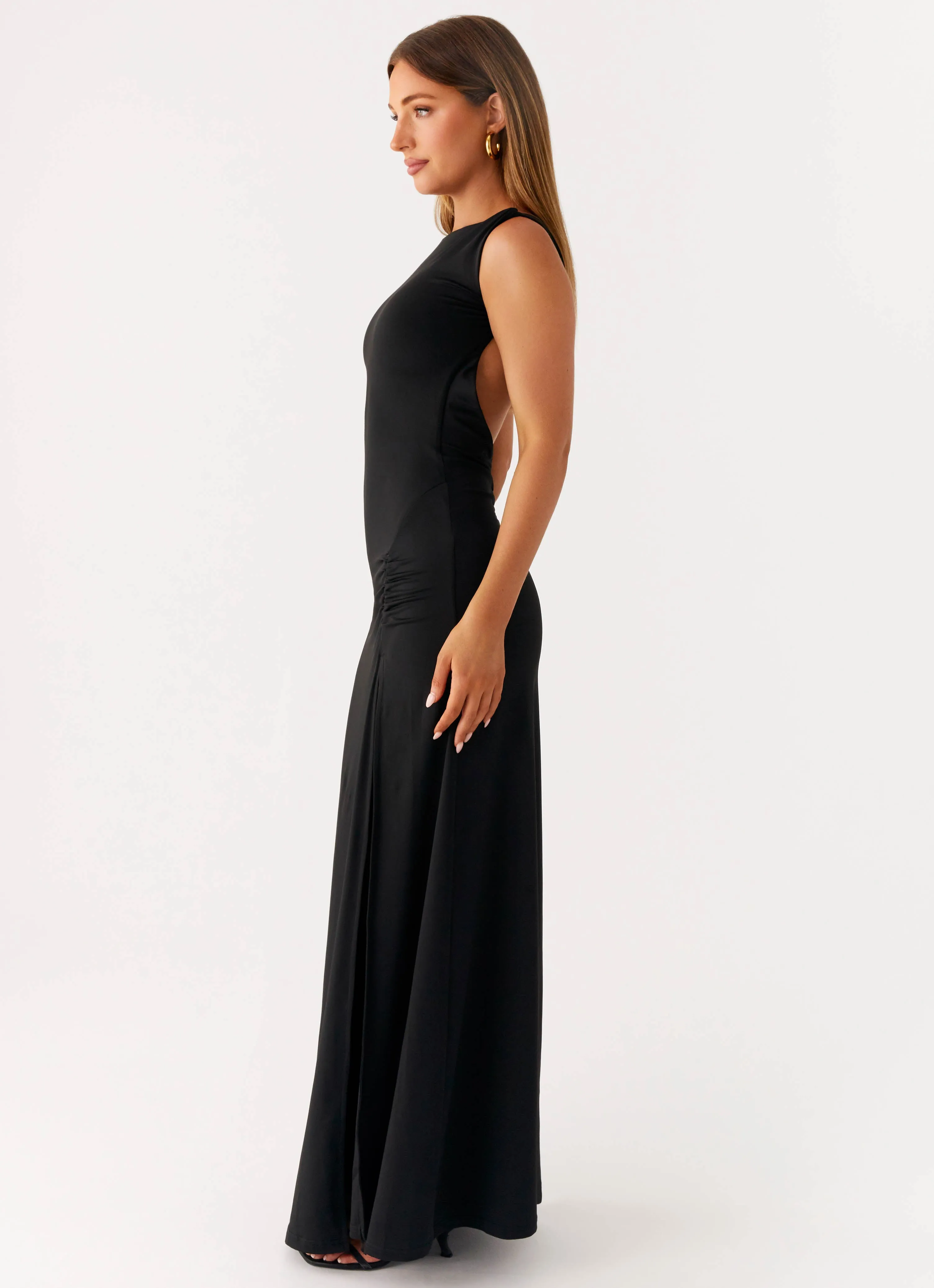 Phianne Maxi Dress - Black Polished Details Sophisticated Cut