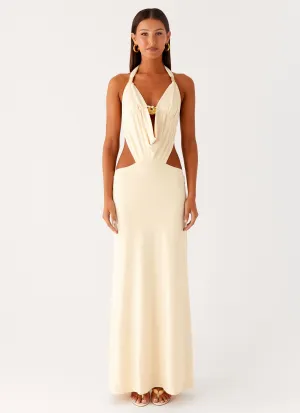 Chill Wear Motion Light Torina Halter Maxi Dress - Lemon