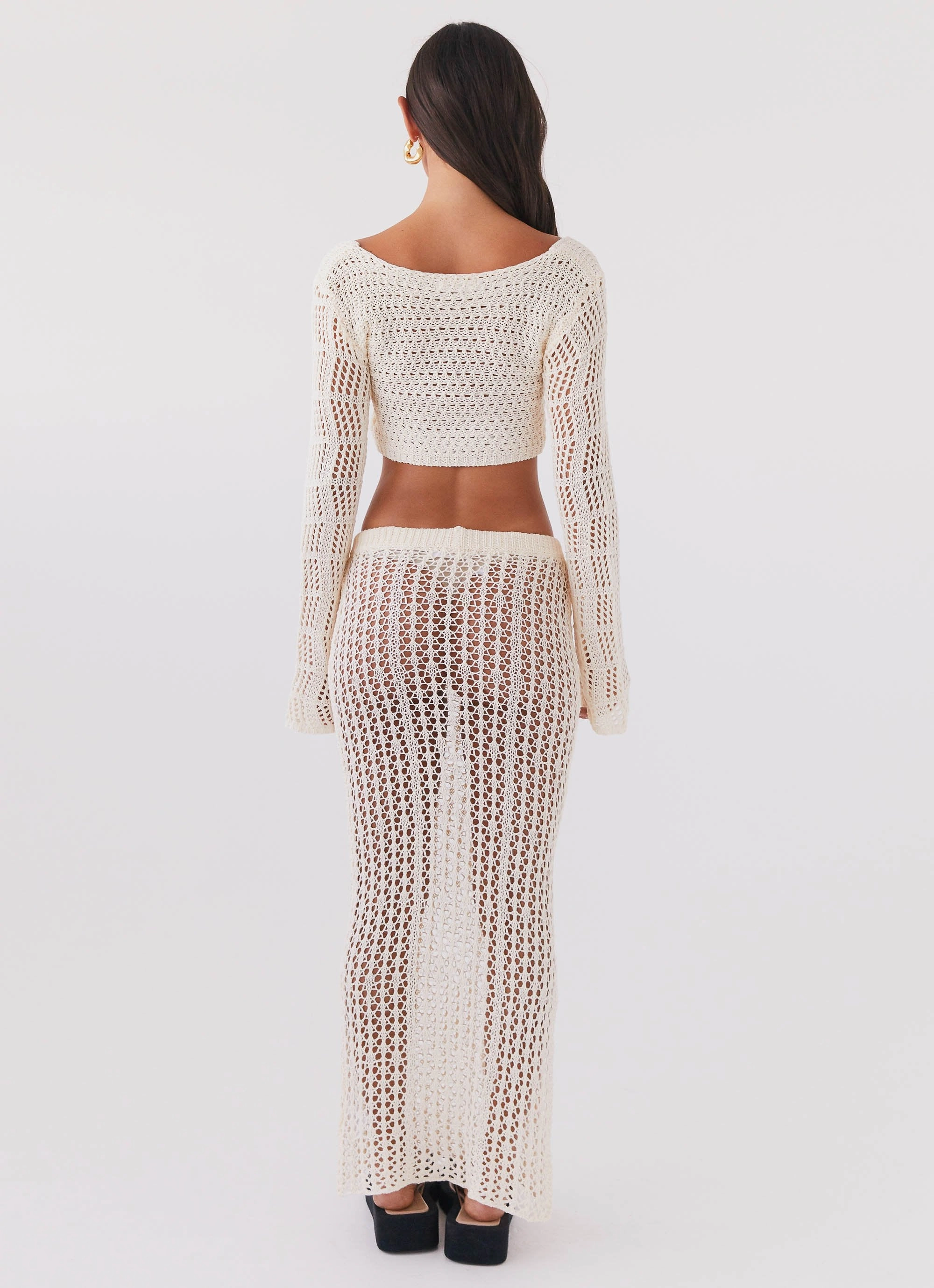 Rosalina Crochet Maxi Skirt - Natural Waterproof Design