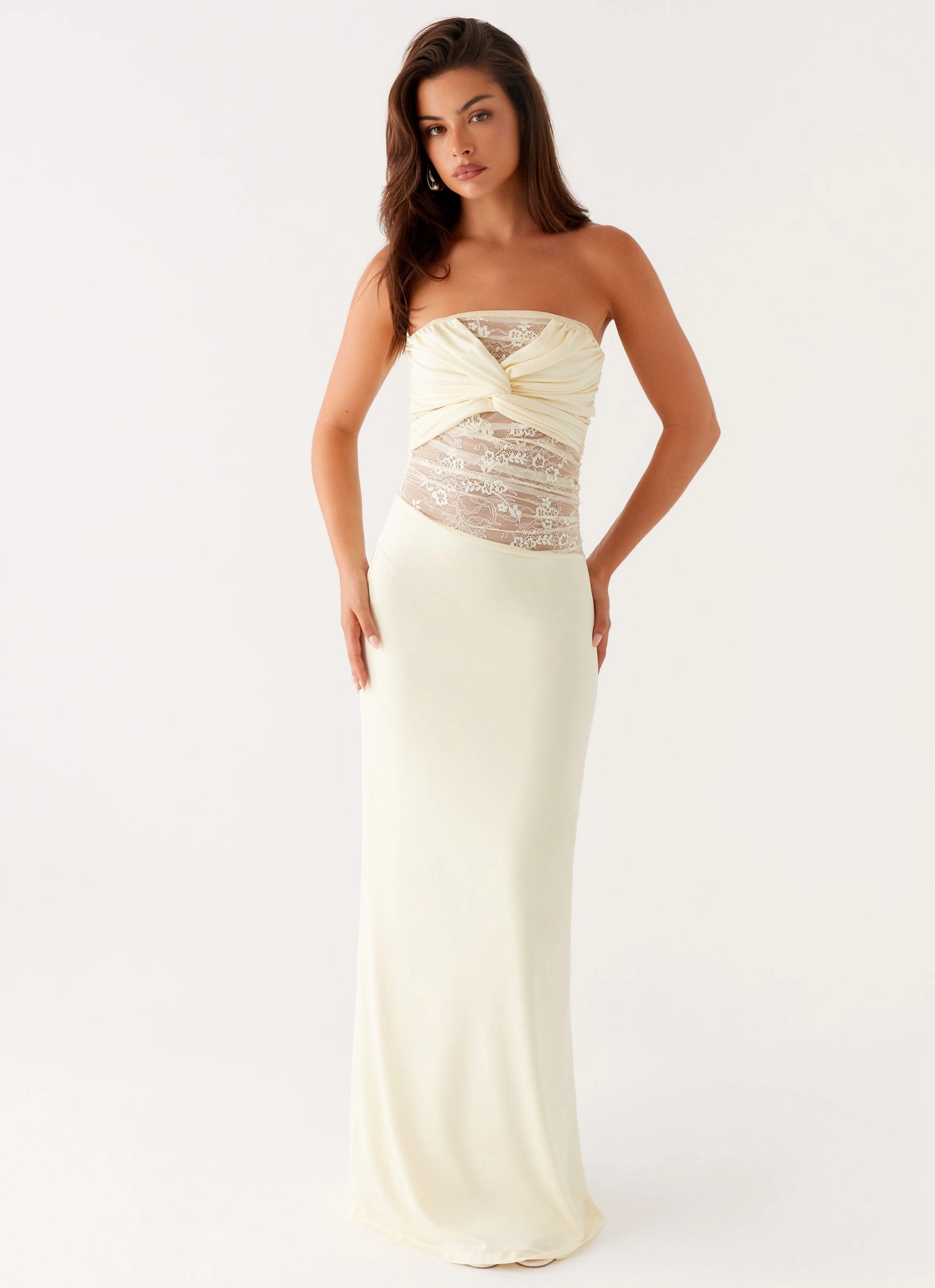Silky Silhouette Sweet Energy Strapless Maxi Dress - Yellow