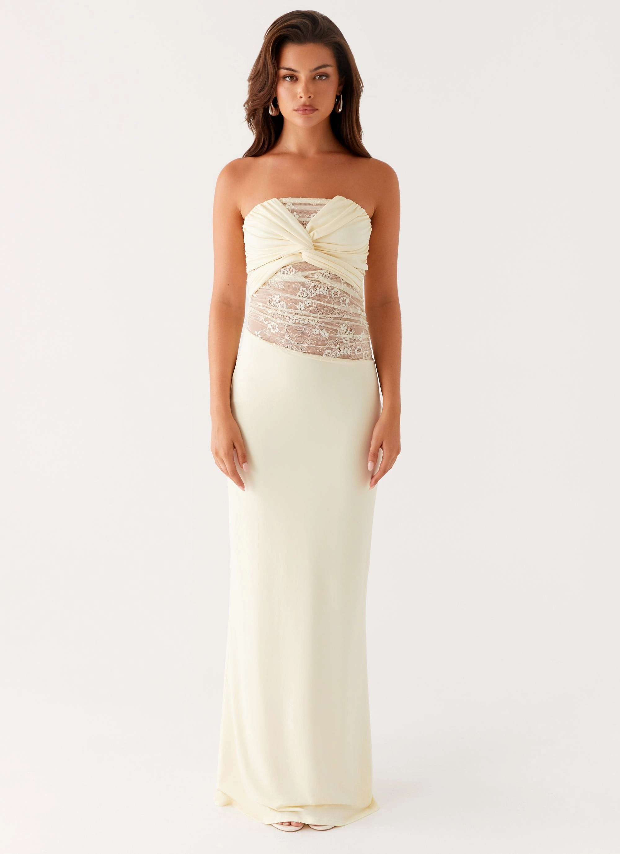 Bold Color Petite-Size Sweet Energy Strapless Maxi Dress - Yellow