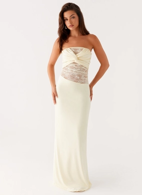 Silky Silhouette Sweet Energy Strapless Maxi Dress - Yellow