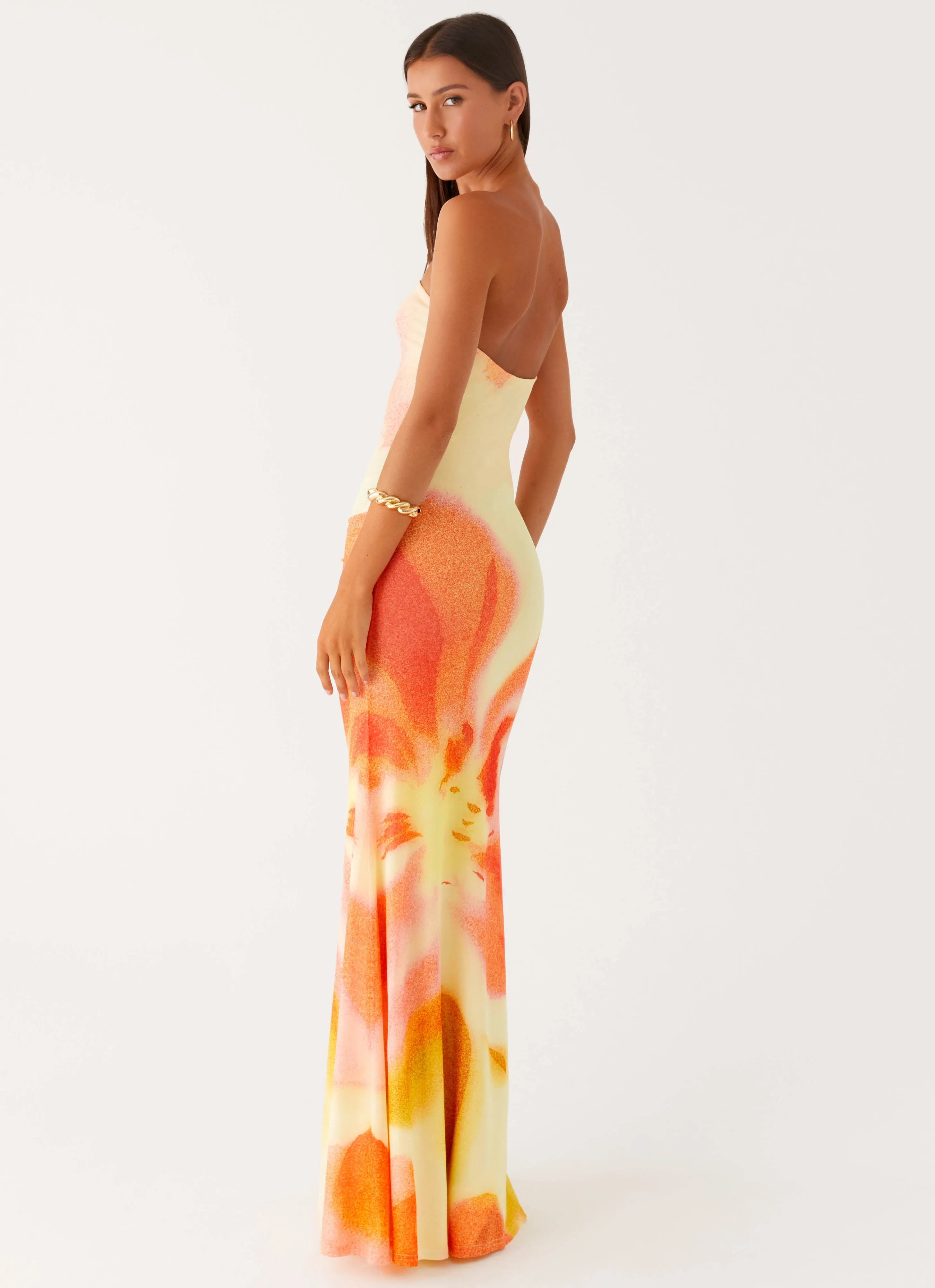 Sheer-Overlay Iroha Strapless Maxi Dress - Mimosa Blossom