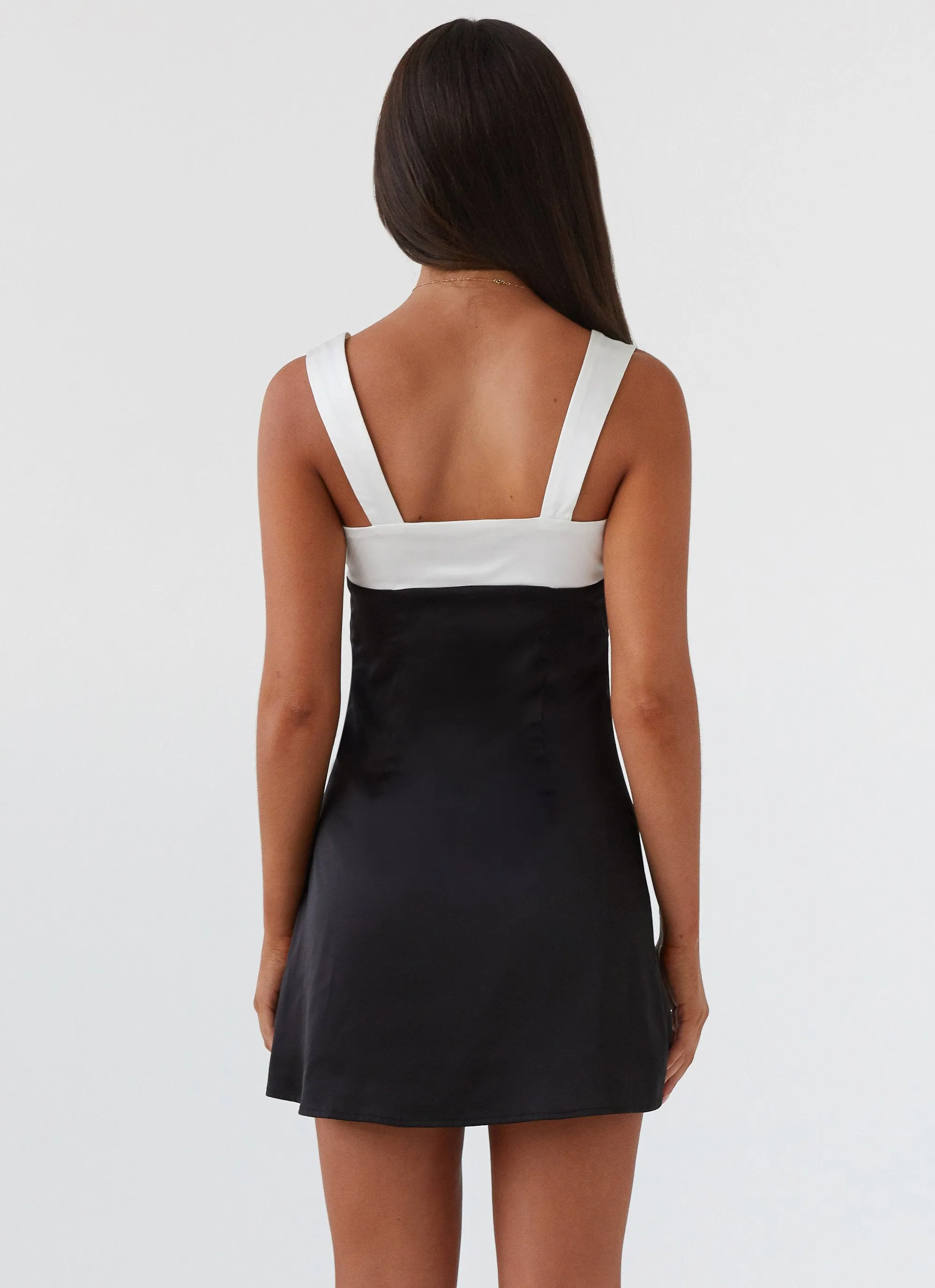 Odette Satin Mini Dress - Onyx Curve Friendly Flattering Look Fit