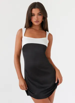 Odette Satin Mini Dress - Onyx Tall Girl