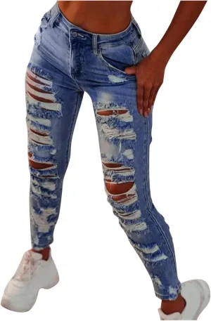 High Waist Ripped Jeans for Women Straight Leg Boyfriend Distressed Bayy Skinny Denim Jeans Curvy Petite Slimming Jeans