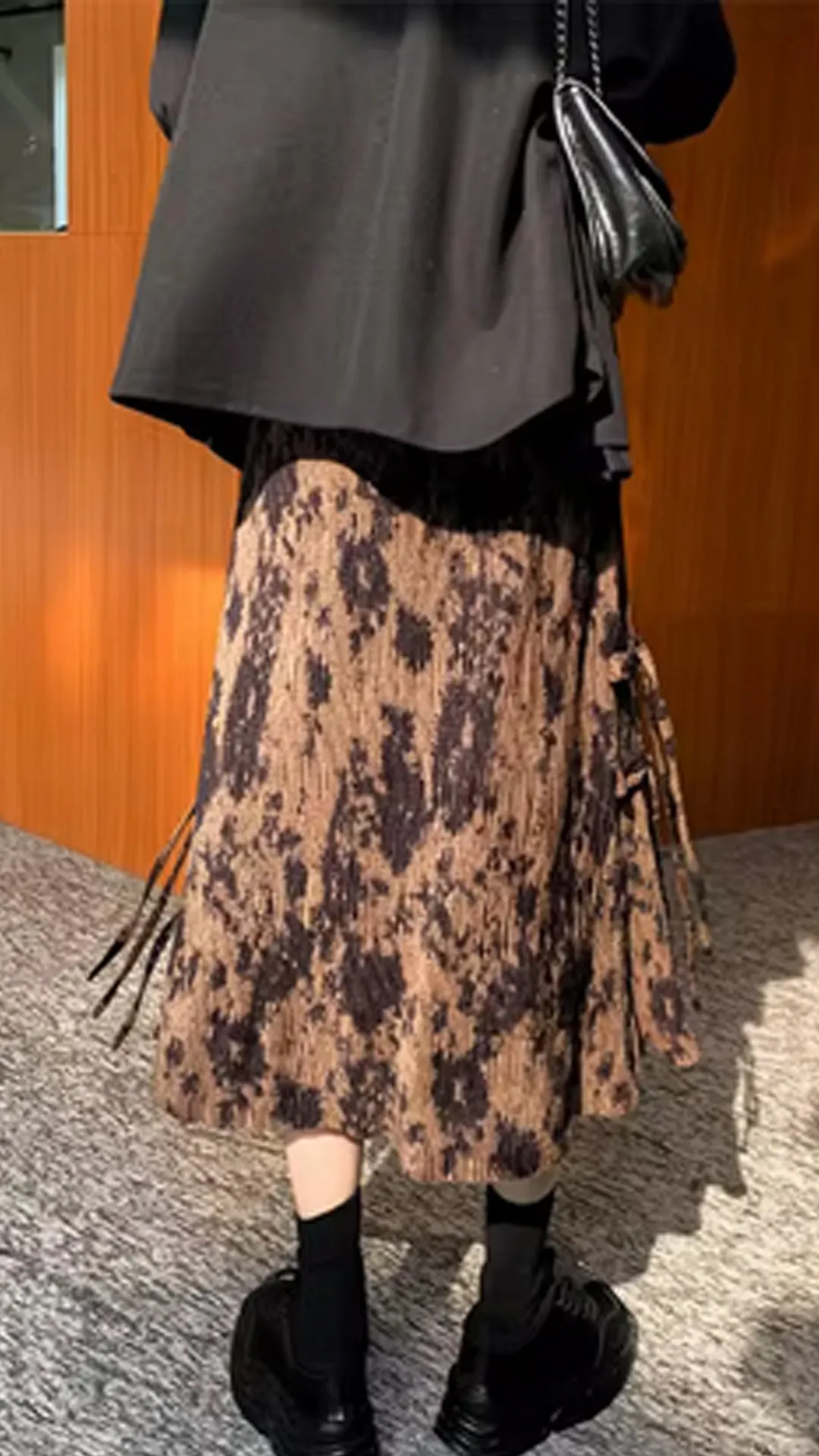High Waist Tie Dye Pattern Long Corduroy Skirts