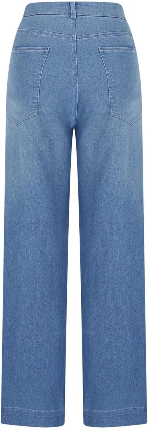 High Waisted Jeans for Women Lightweight Loose Ankle Jeans Trendy Straight Leg Denim Pants Baggy Wide Leg Jeans