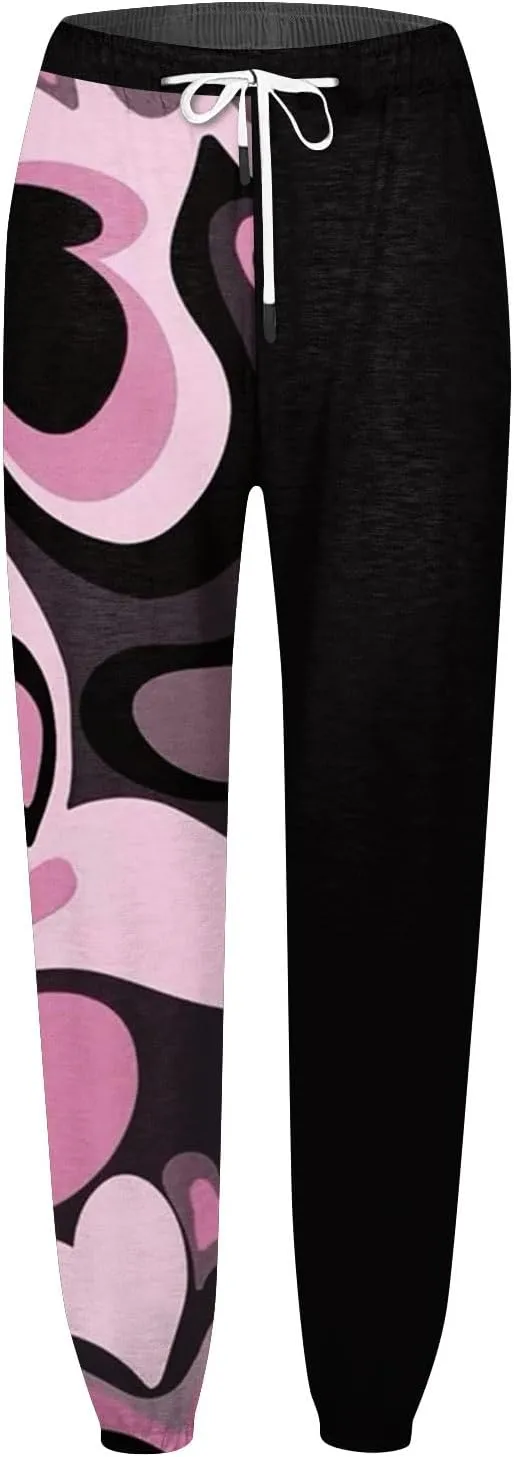 High Waisted Pants for Women Petite Colorblock Sweatpant Drawstring Gradient Bottom High Waist Jogger Lounge Trousers