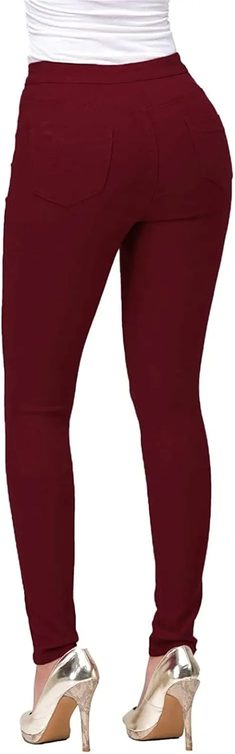 High Wasisted Denim Jeans for Women Boyfriend Straight Leg Skinny Stretch Waist Jeans Loose Fit Jeans Pull-On Leggings