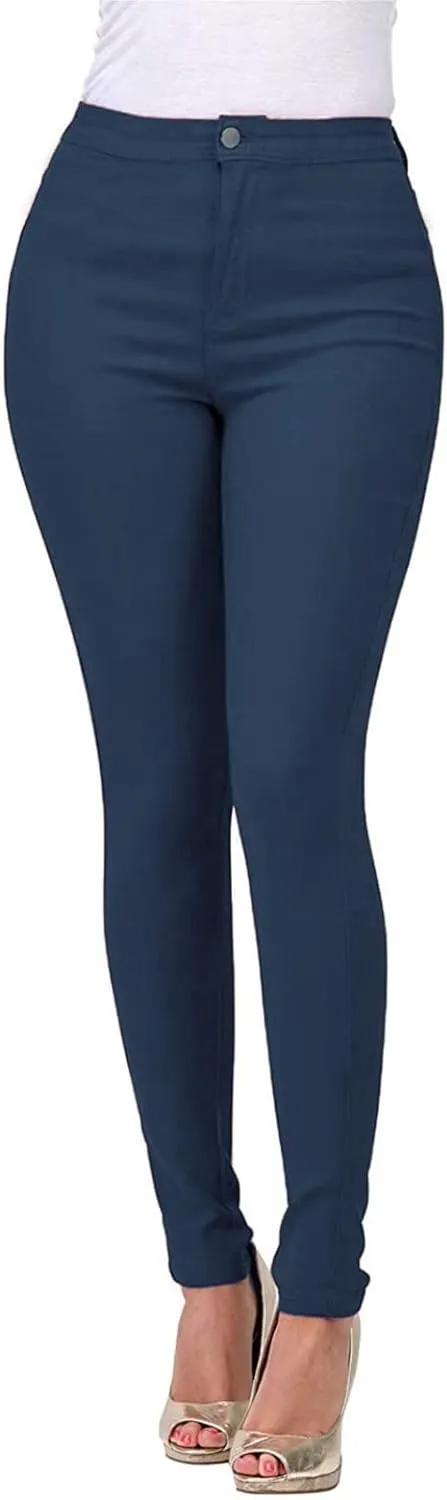 High Wasisted Denim Jeans for Women Boyfriend Straight Leg Skinny Stretch Waist Jeans Loose Fit Jeans Pull-On Leggings