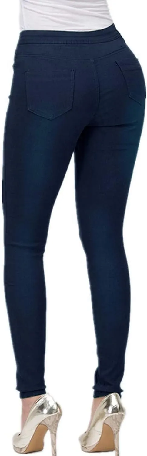 High Wasisted Denim Jeans for Women Boyfriend Straight Leg Skinny Stretch Waist Jeans Loose Fit Jeans Pull-On Leggings